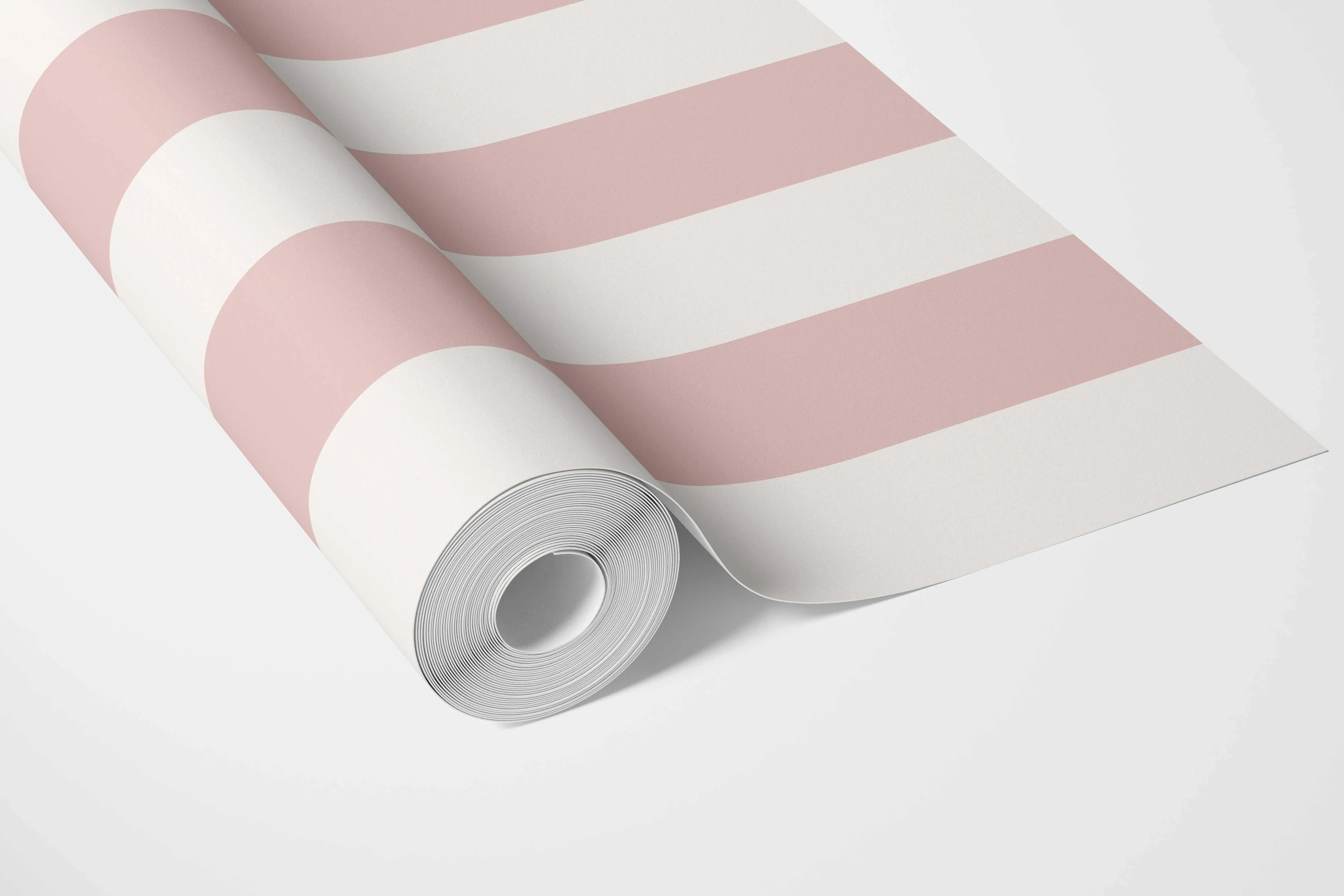 Geometric Striped Bathroom Wallpaper Sample (Blush Pink/ White)