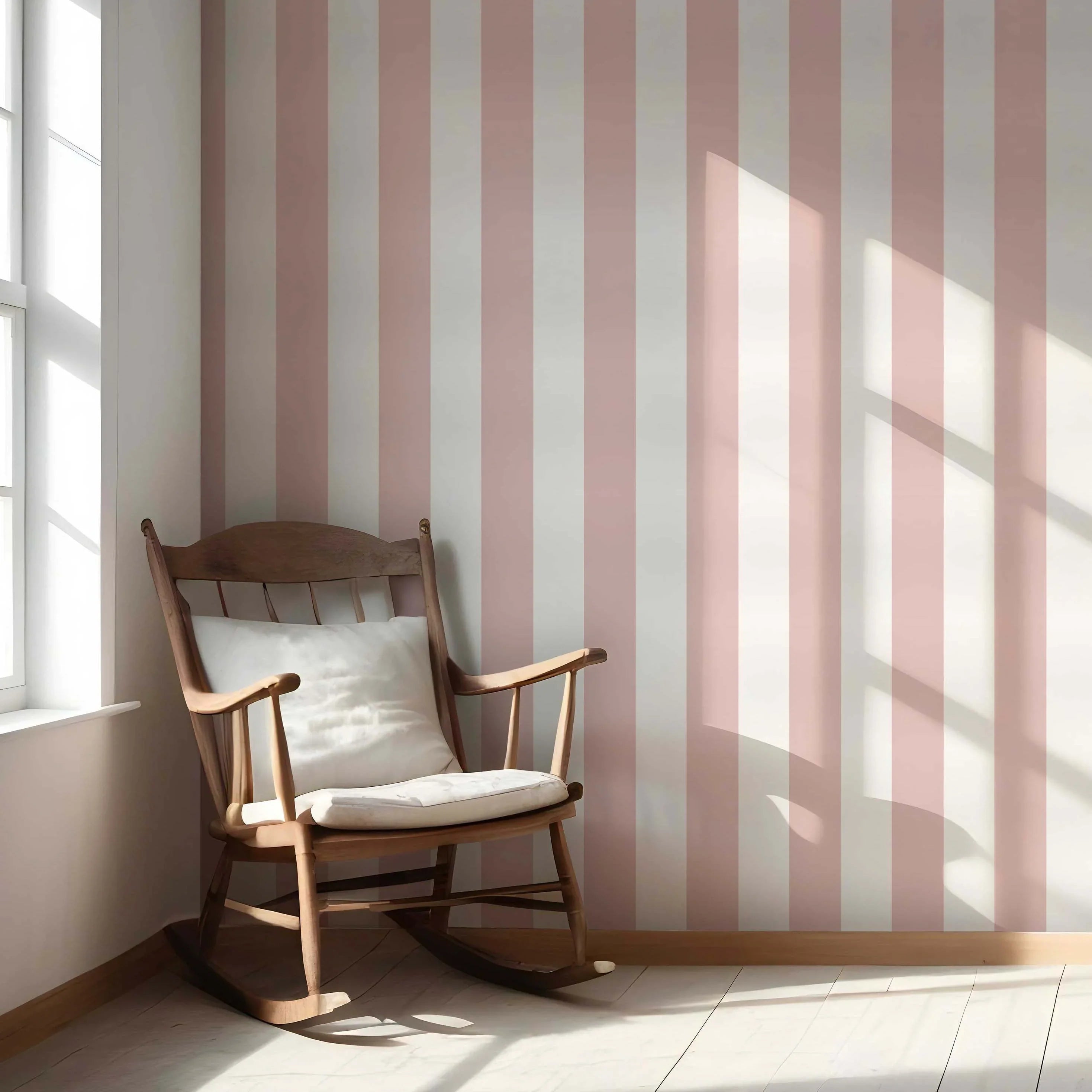 Geometric Striped Shower Toilet Wallpaper Sample (Blush Pink/ White)