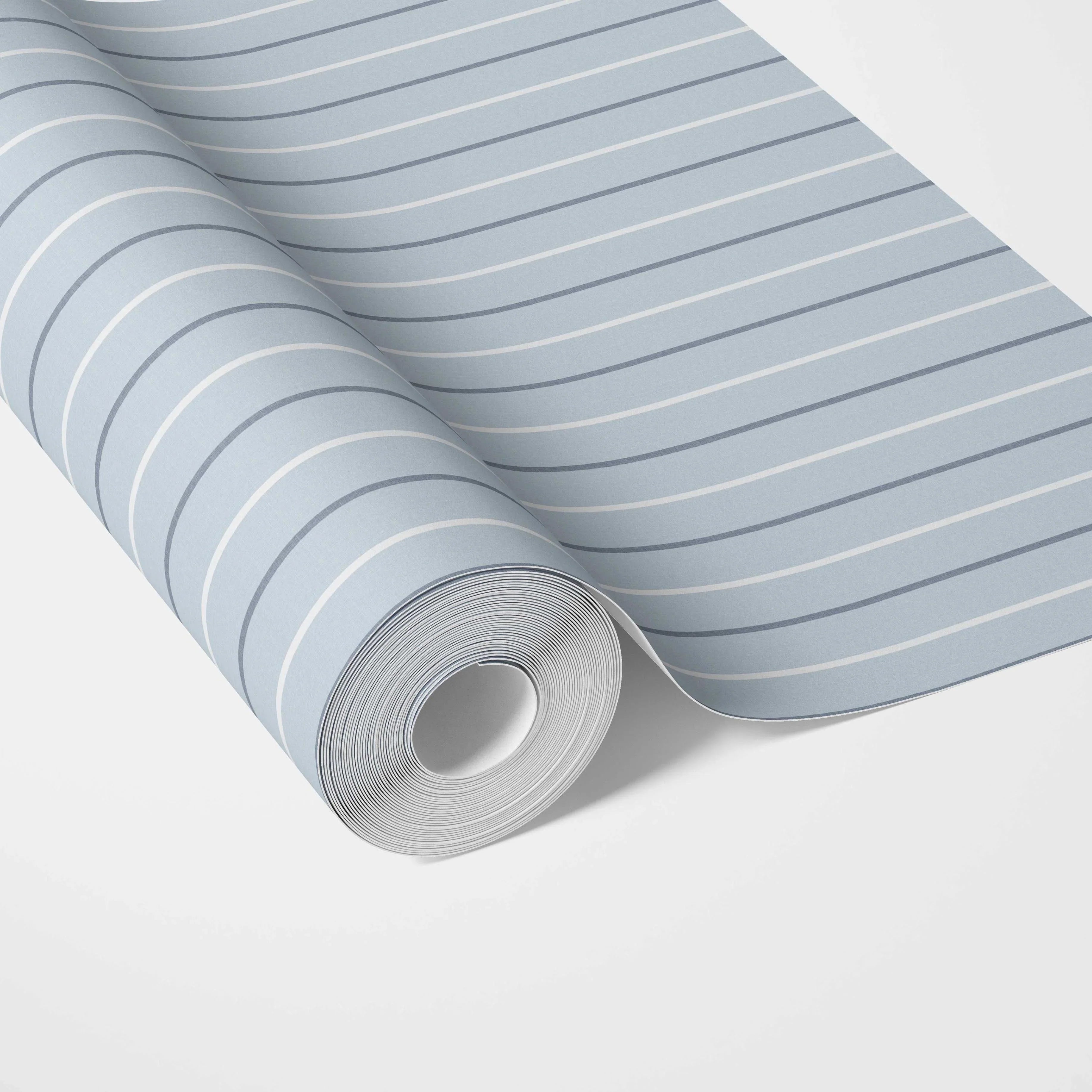 Geometric Striped Traditional Wallpaper (Blue)