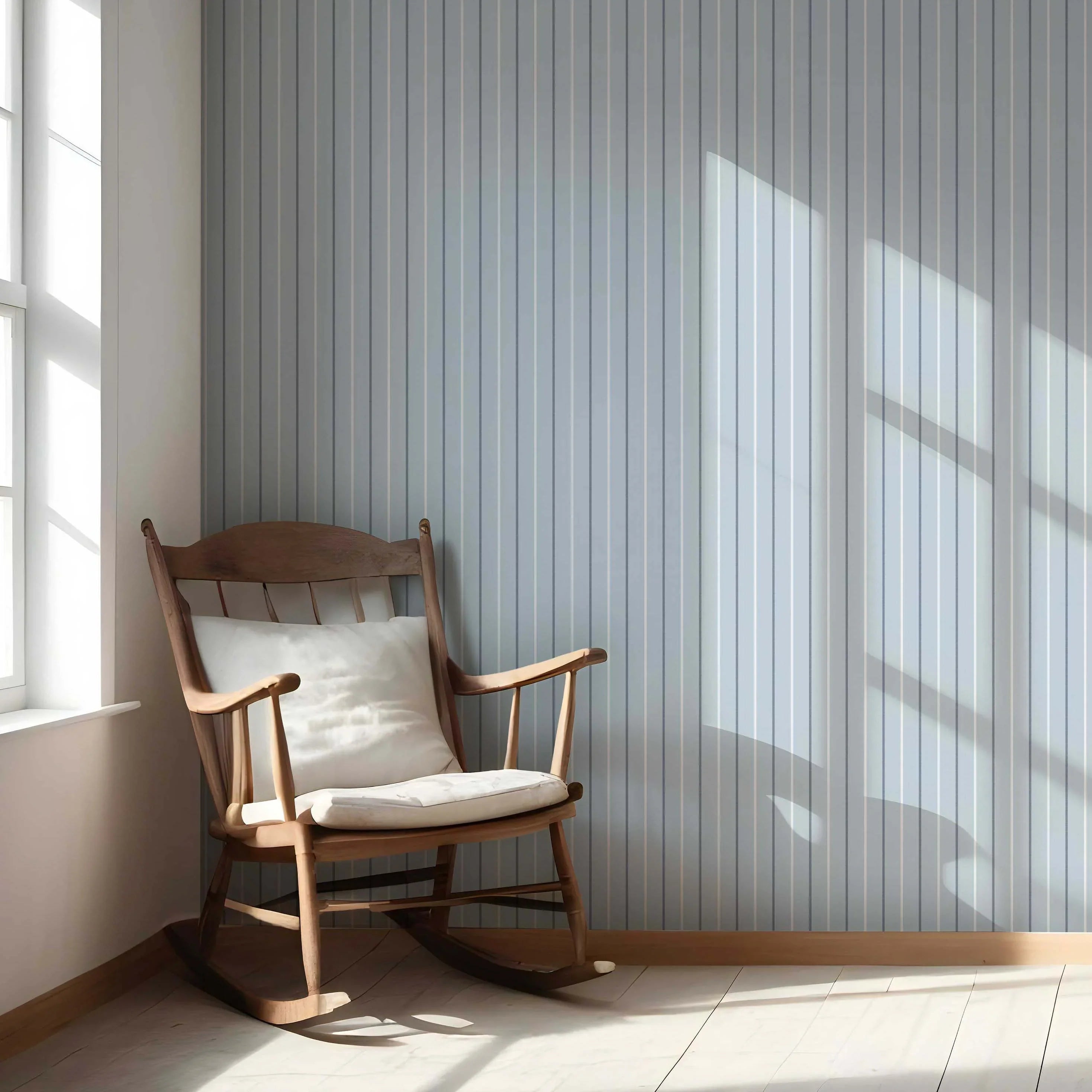Geometric Striped Nursery Wallpaper (Blue)