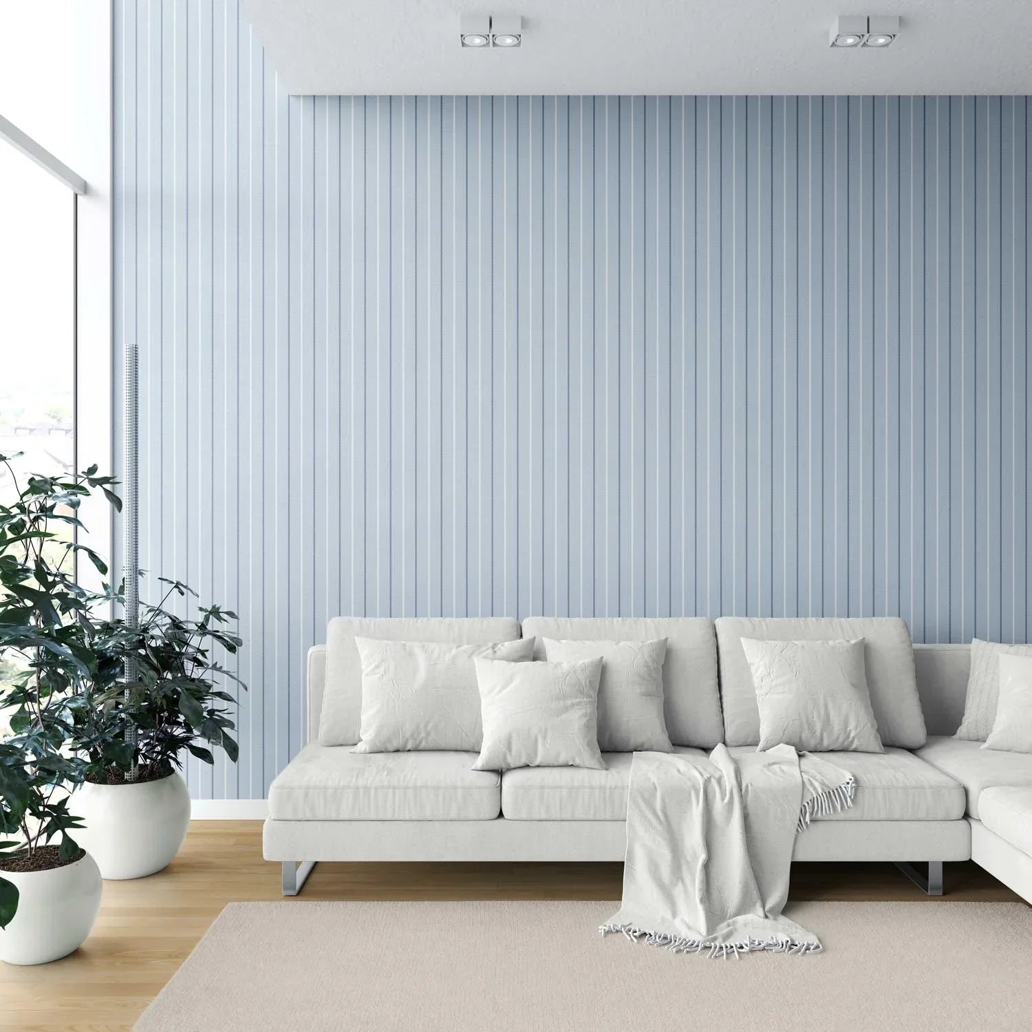 Geometric Striped Shower Toilet Wallpaper (Blue)