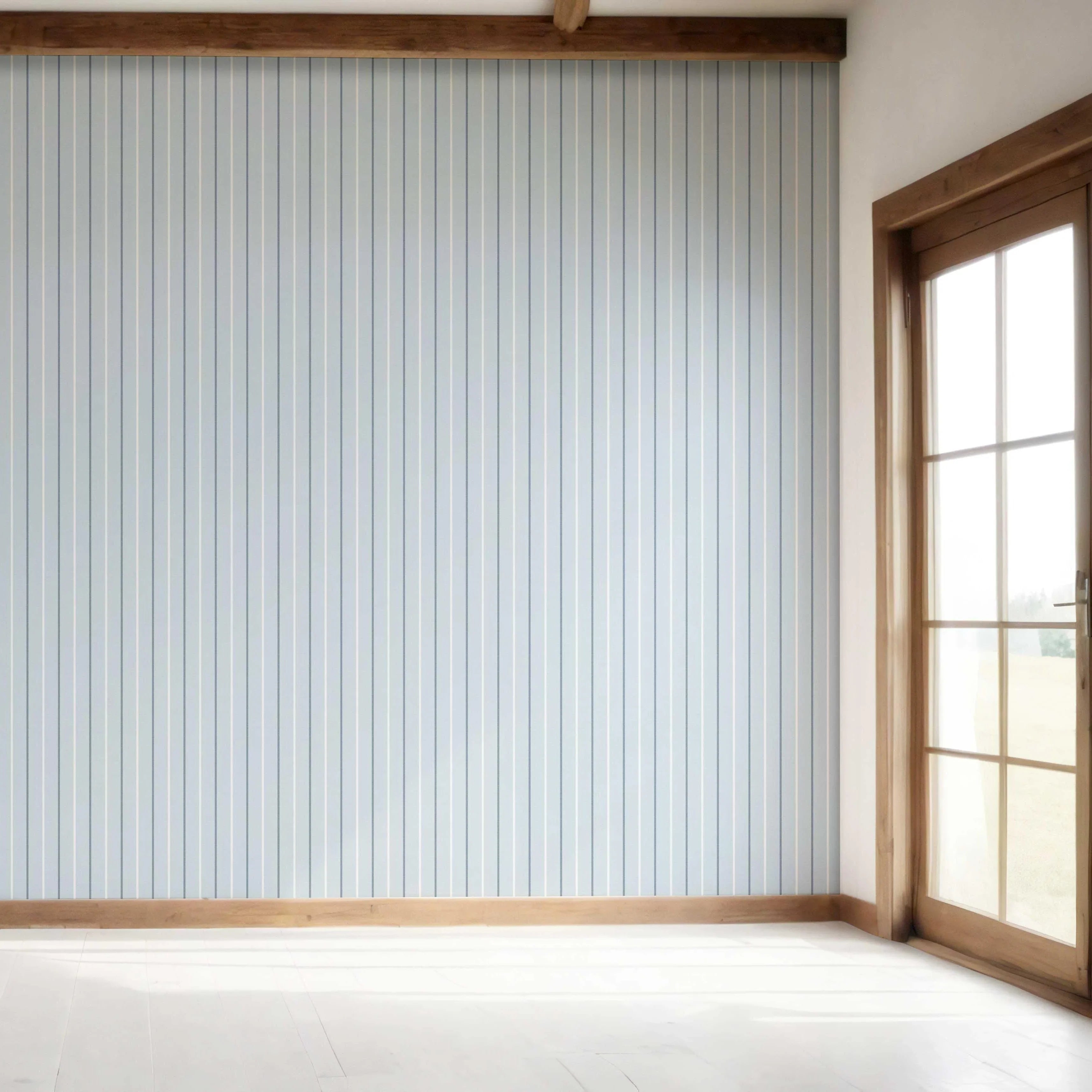 Geometric Striped Bedroom Wallpaper (Blue)