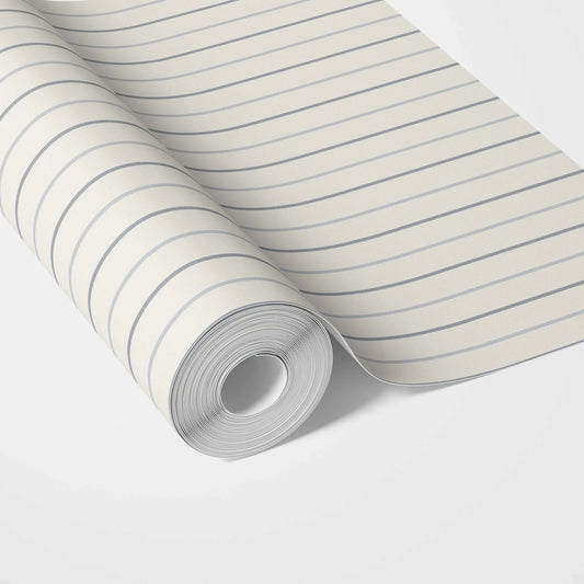Neutral Geometric Striped Traditional Wallpaper Sample (Cream/ White/ Gray)