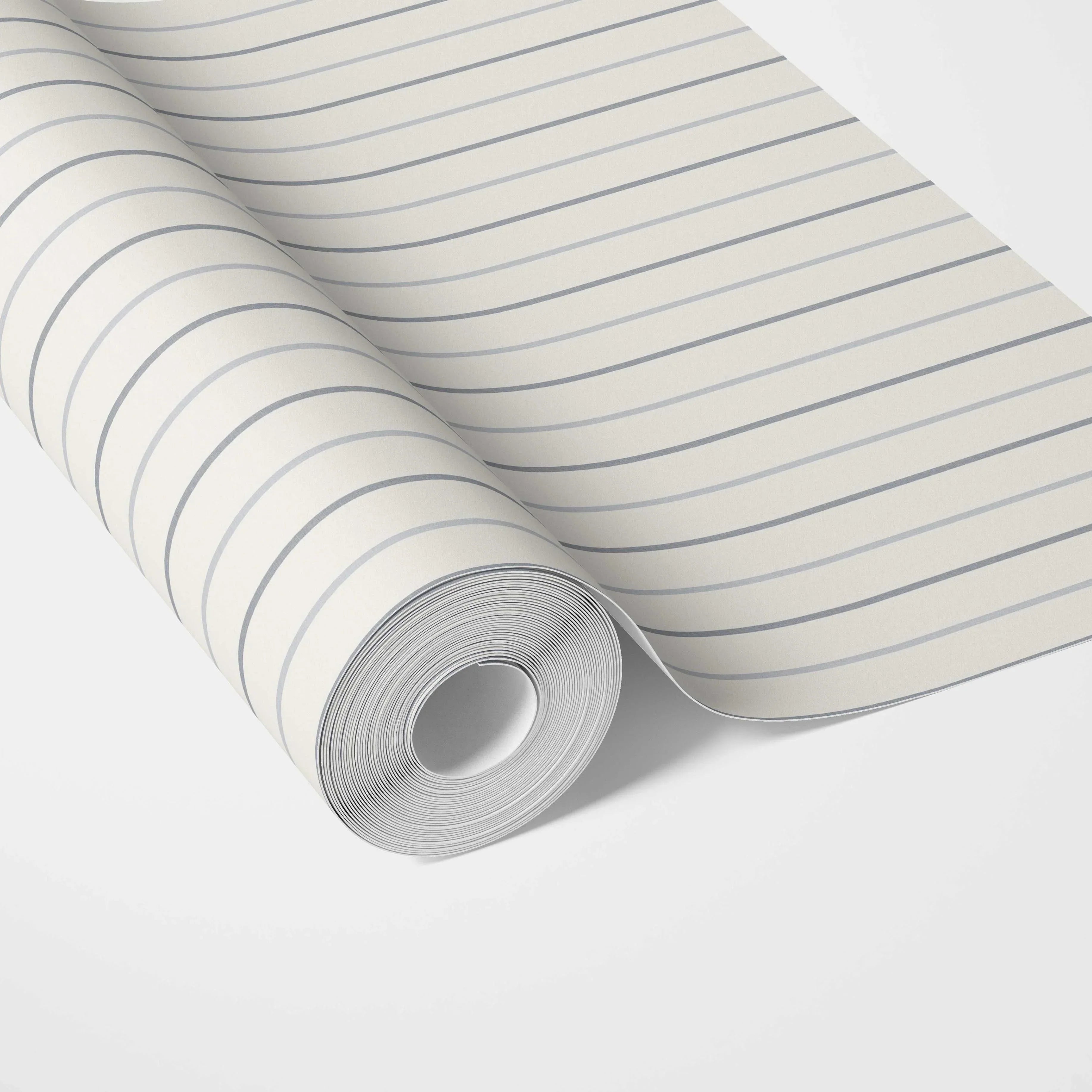 Neutral Geometric Striped Traditional Wallpaper (Cream/ White/ Grey)