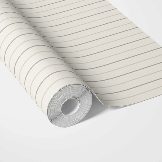 Neutral Geometric Striped Traditional Wallpaper Sample (Sage Gray/ Beige/ Cream)