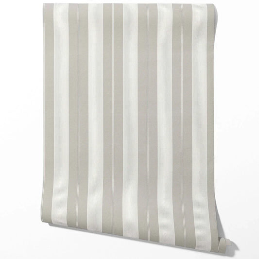 Neutral Geometric Striped Traditional Wallpaper Sample (Grey)