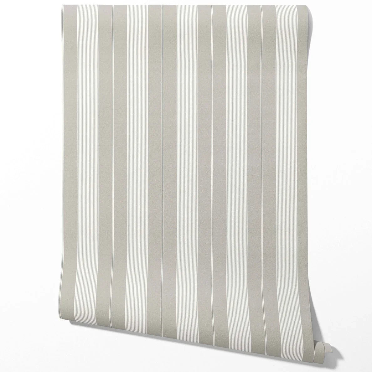 Neutral Geometric Striped Traditional Wallpaper (Grey)