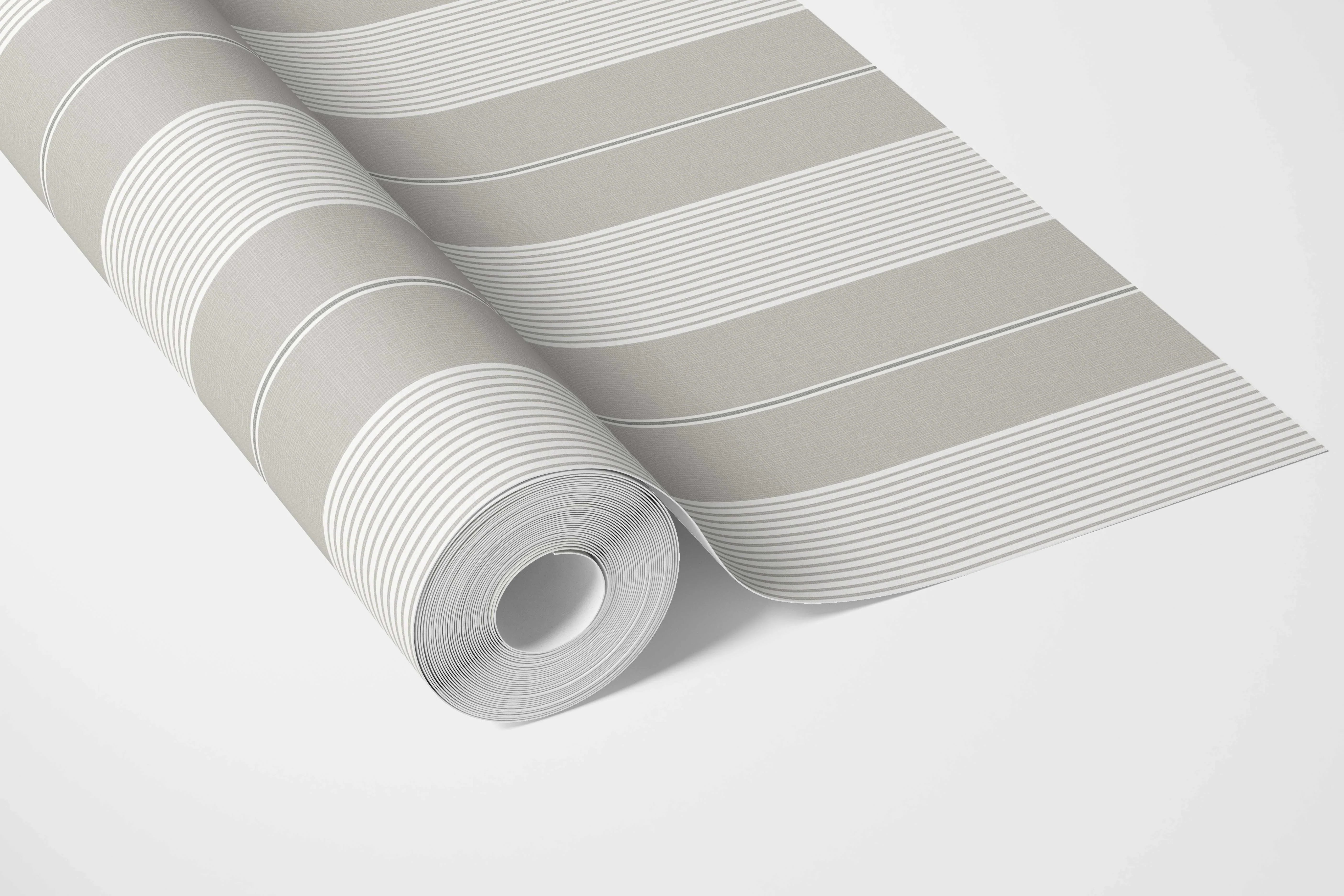 Neutral Geometric Striped Bathroom Wallpaper (Grey)