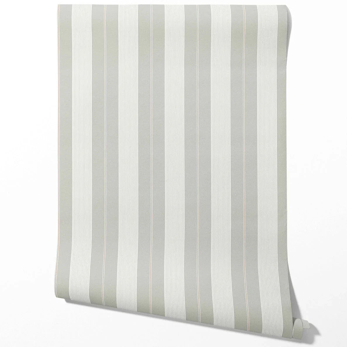 Neutral Geometric Striped Traditional Wallpaper (Grey-Green)