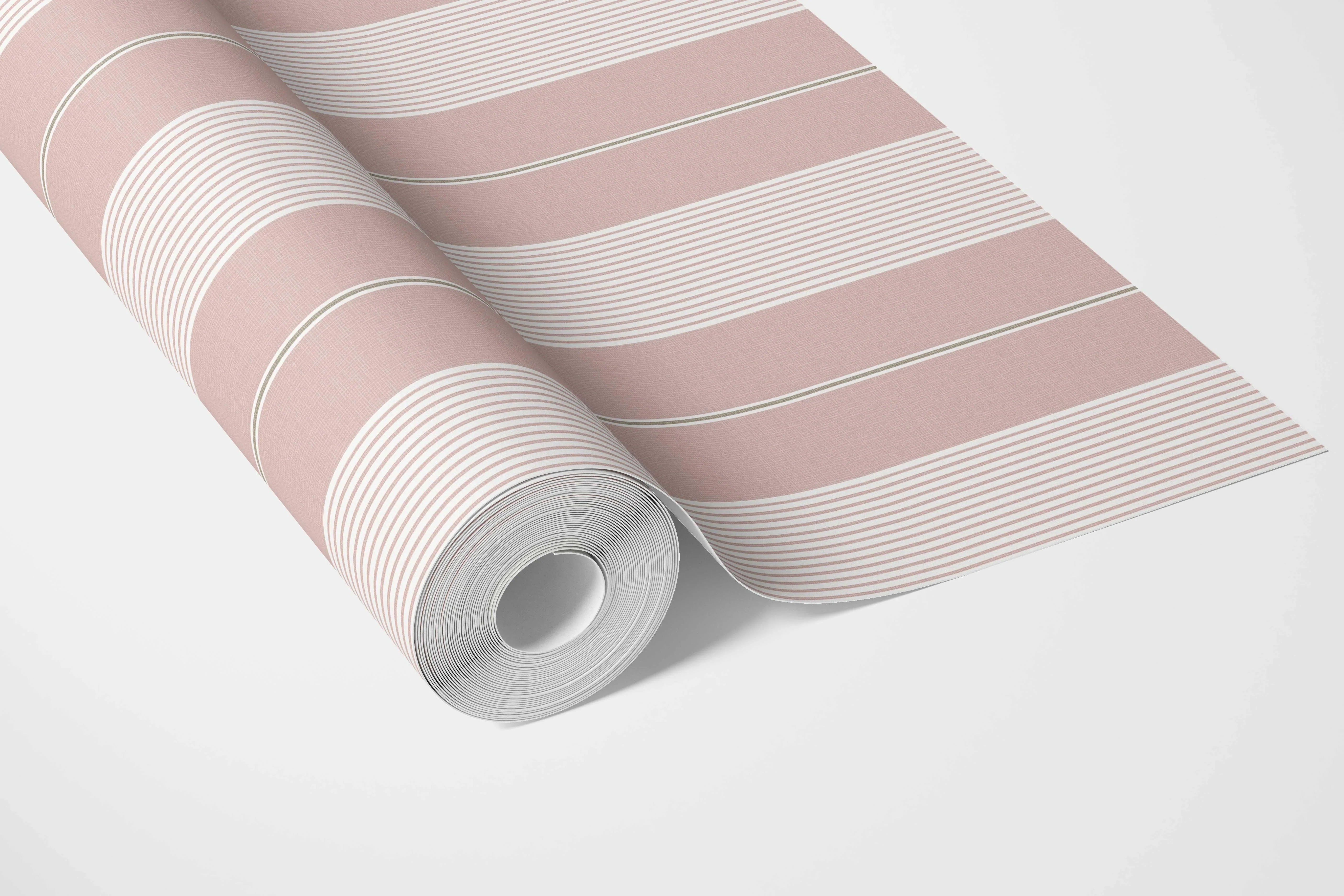 Geometric Striped Bathroom Wallpaper Sample (Pink)