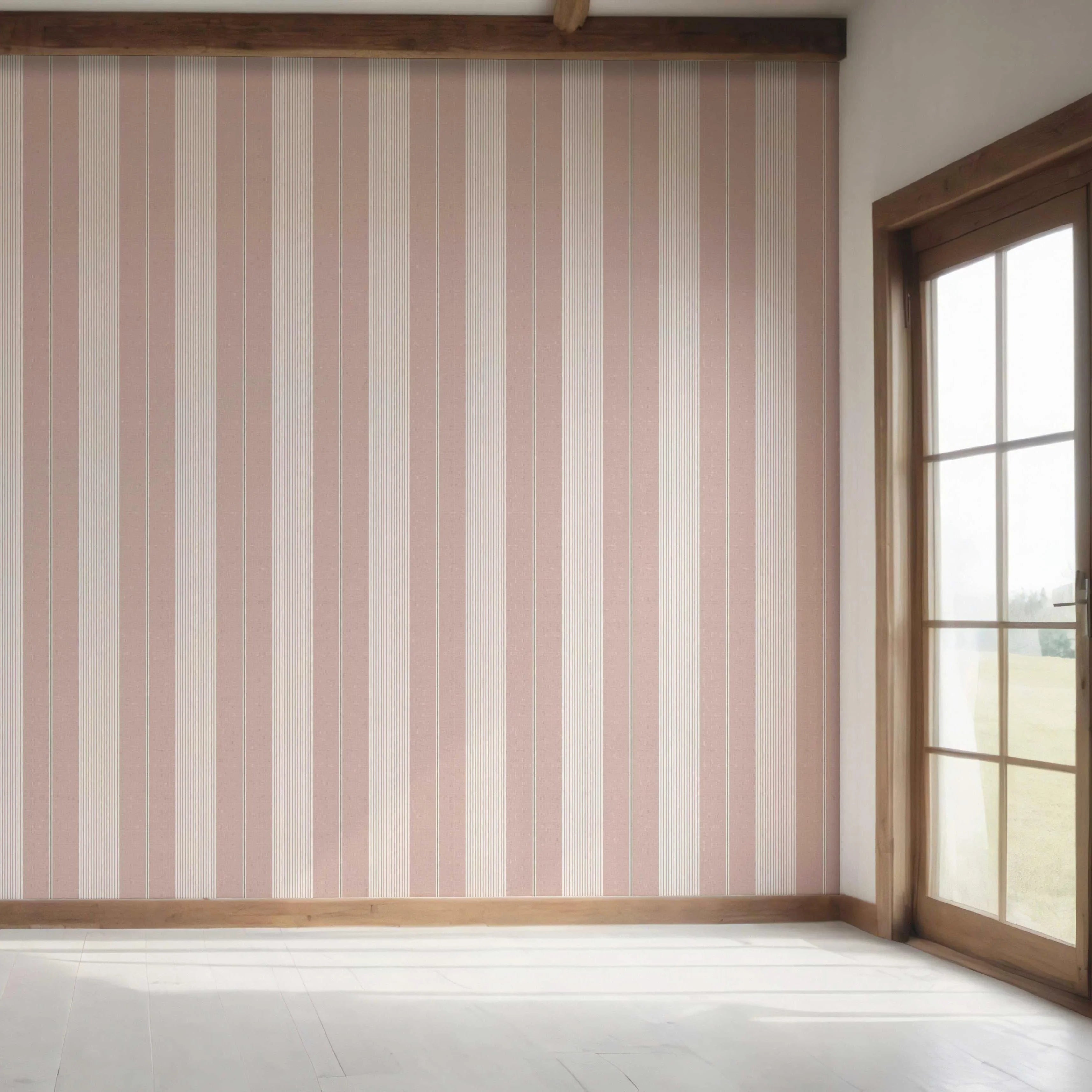 Geometric Striped Bedroom Wallpaper Sample (Pink)
