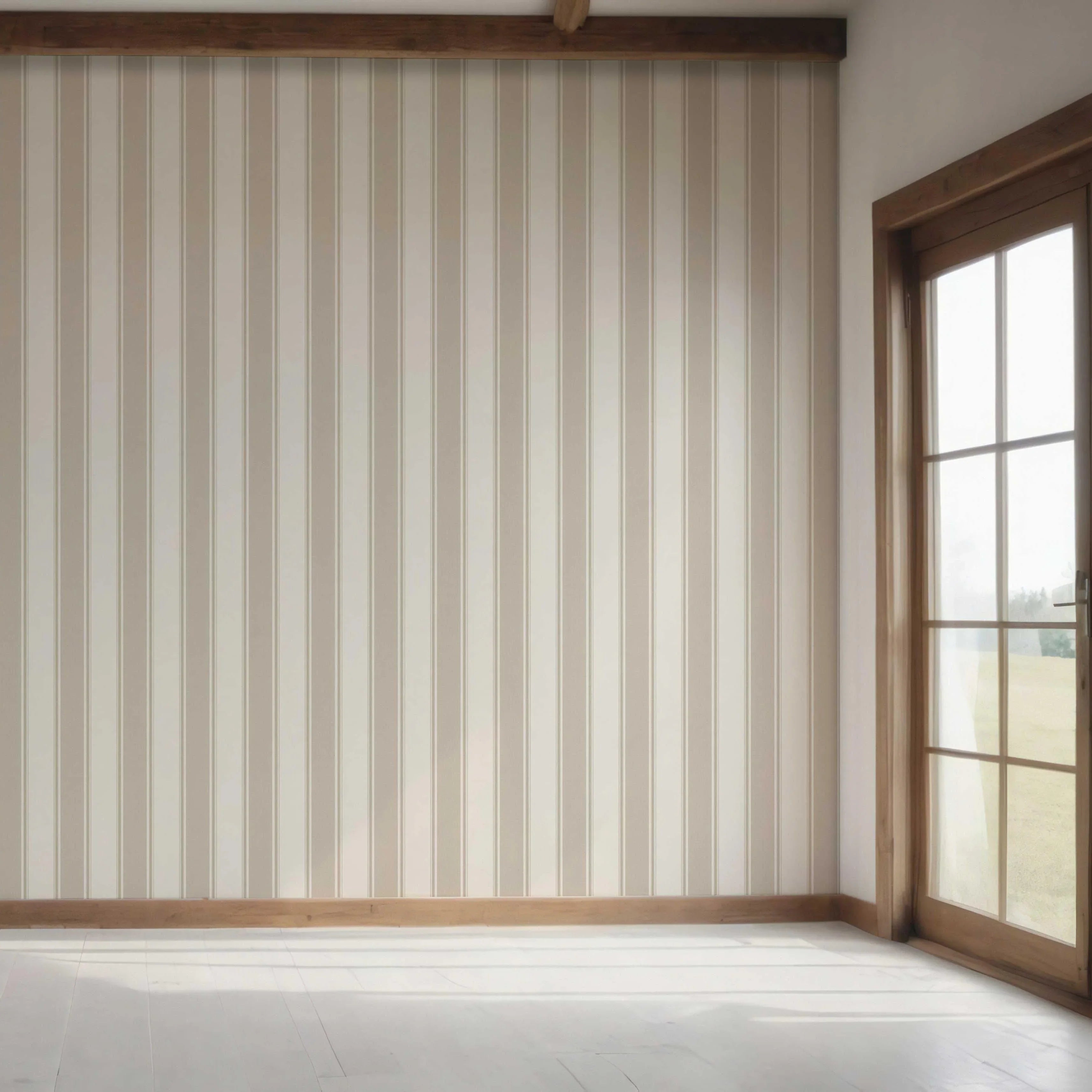 Neutral Geometric Striped Bedroom Wallpaper (Beige)