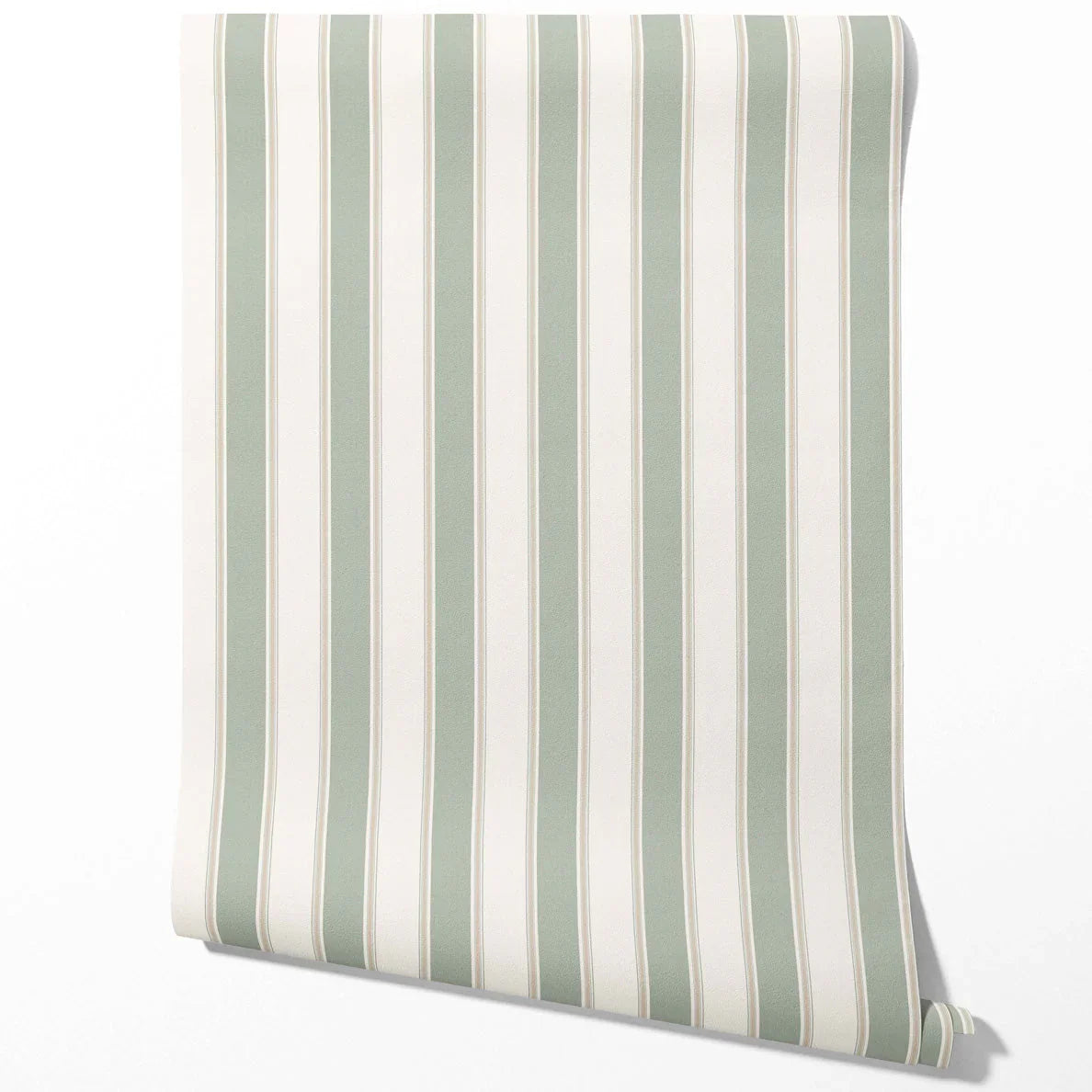 Geometric Striped Traditional Wallpaper Sample (Sage Green)