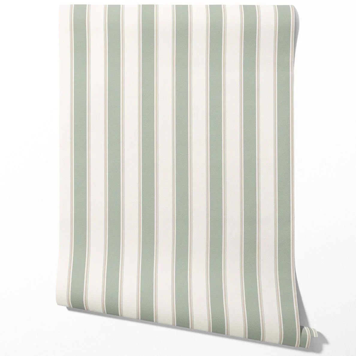 Geometric Striped Traditional Wallpaper (Sage Green)