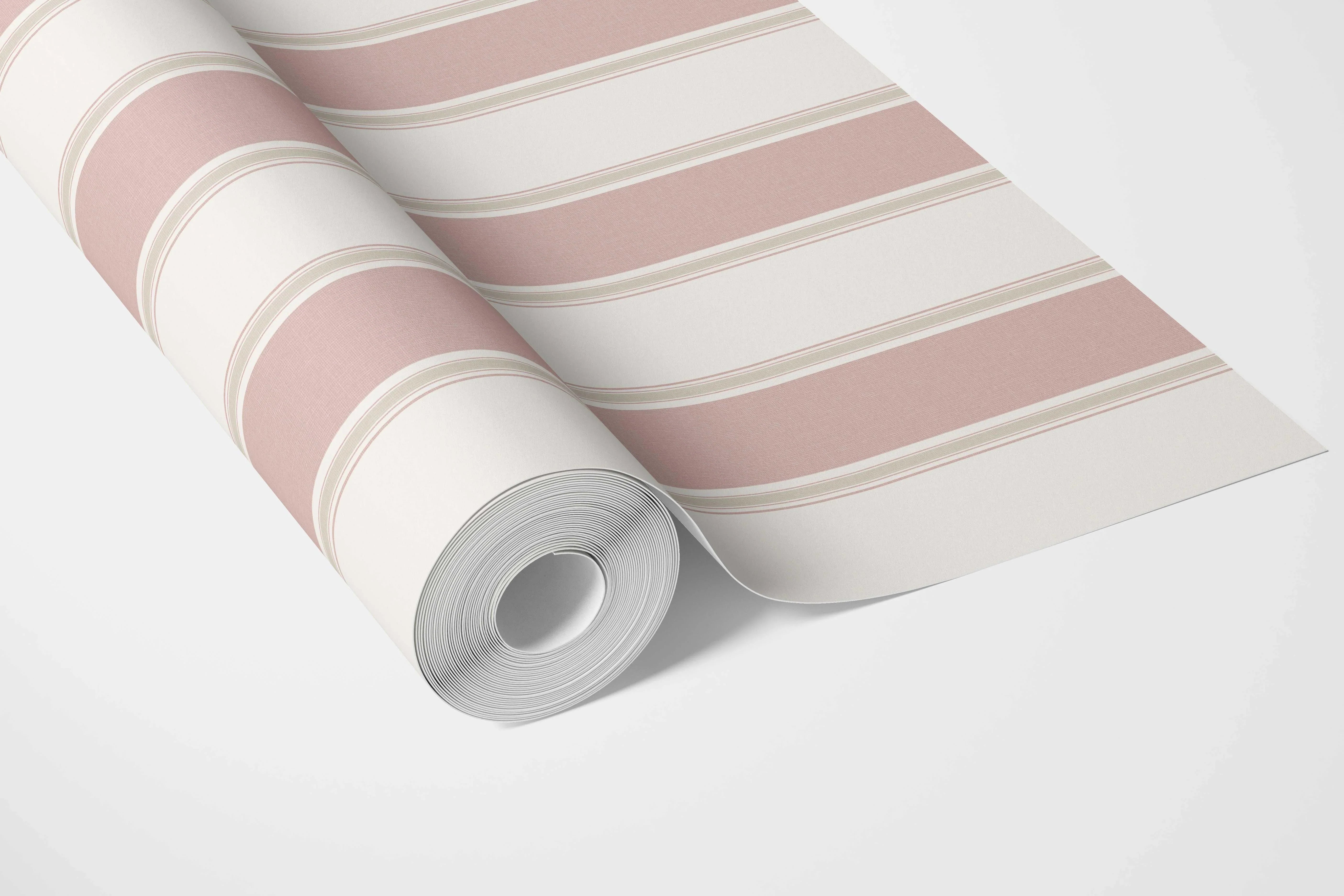 Geometric Striped Bathroom Wallpaper Sample (Blush Pink)