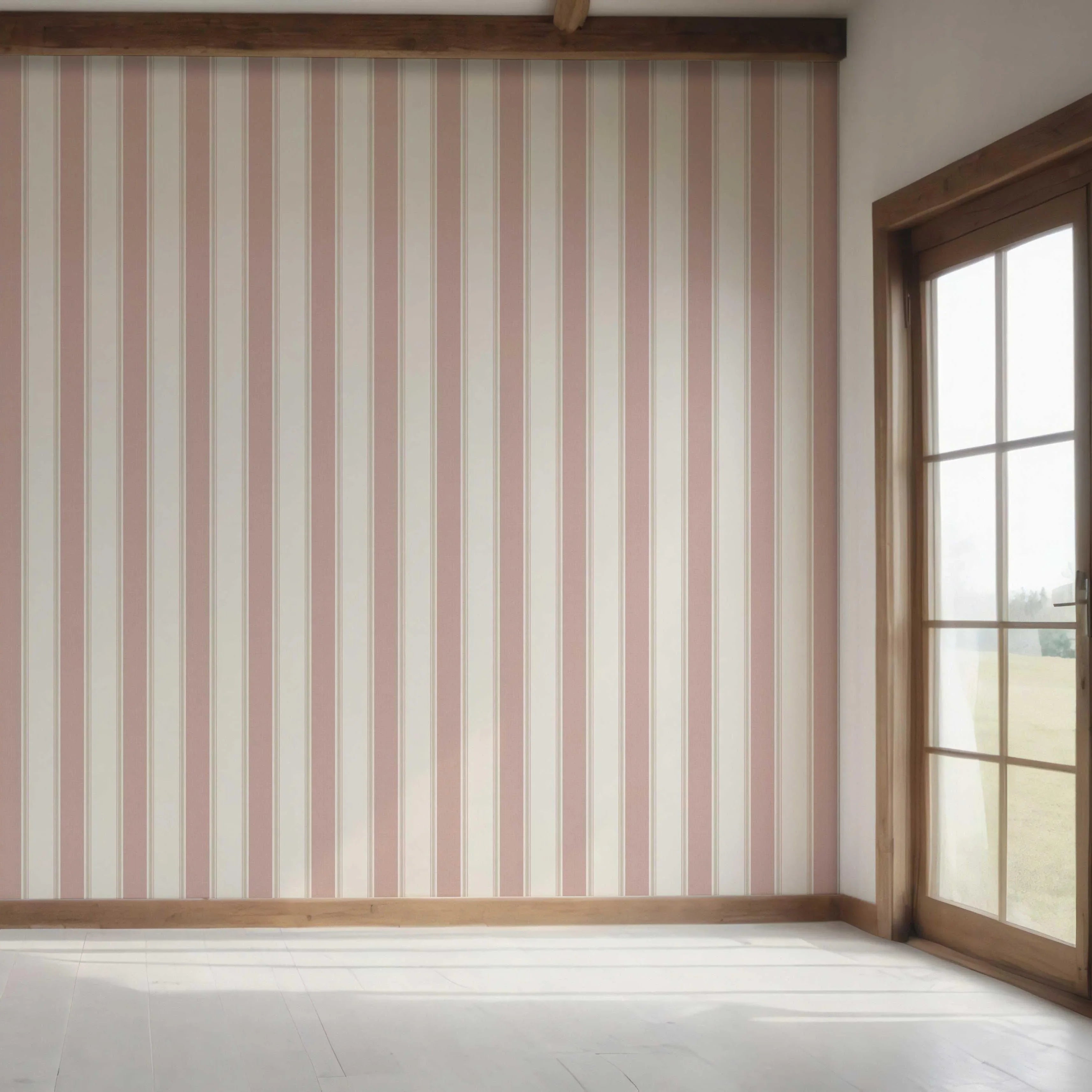 Geometric Striped Bedroom Wallpaper Sample (Blush Pink)