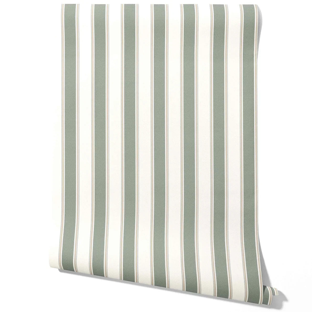 Geometric Striped Traditional Wallpaper (Grey-Green)