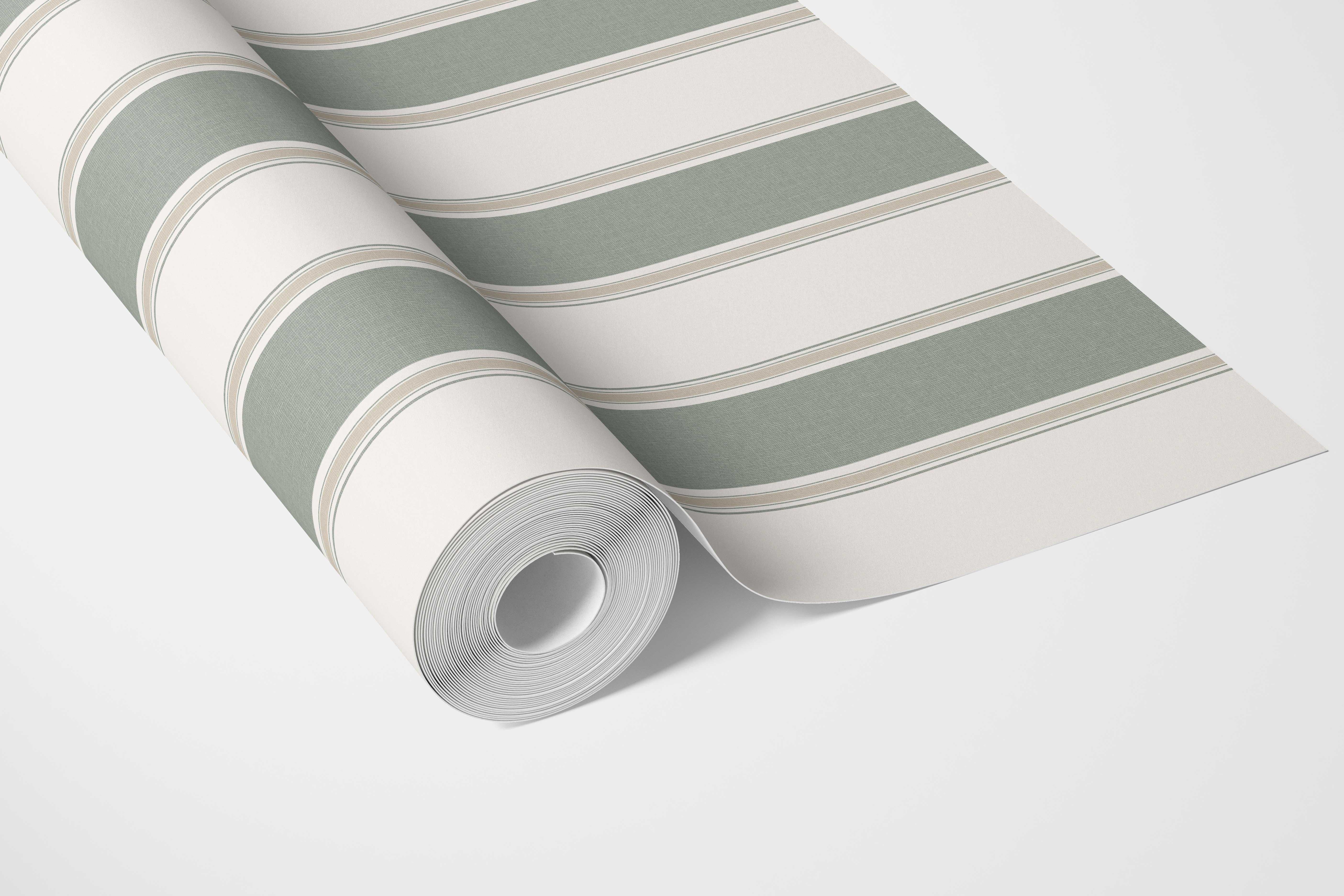 Geometric Striped Bathroom Wallpaper (Grey-Green)