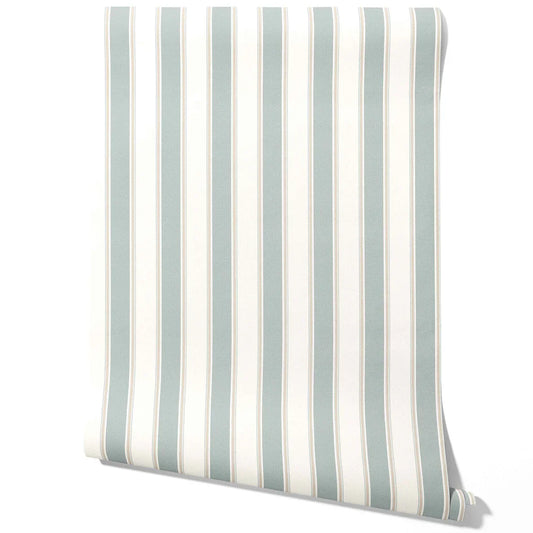 Geometric Striped Traditional Wallpaper Sample (Mint Green/ Gray)