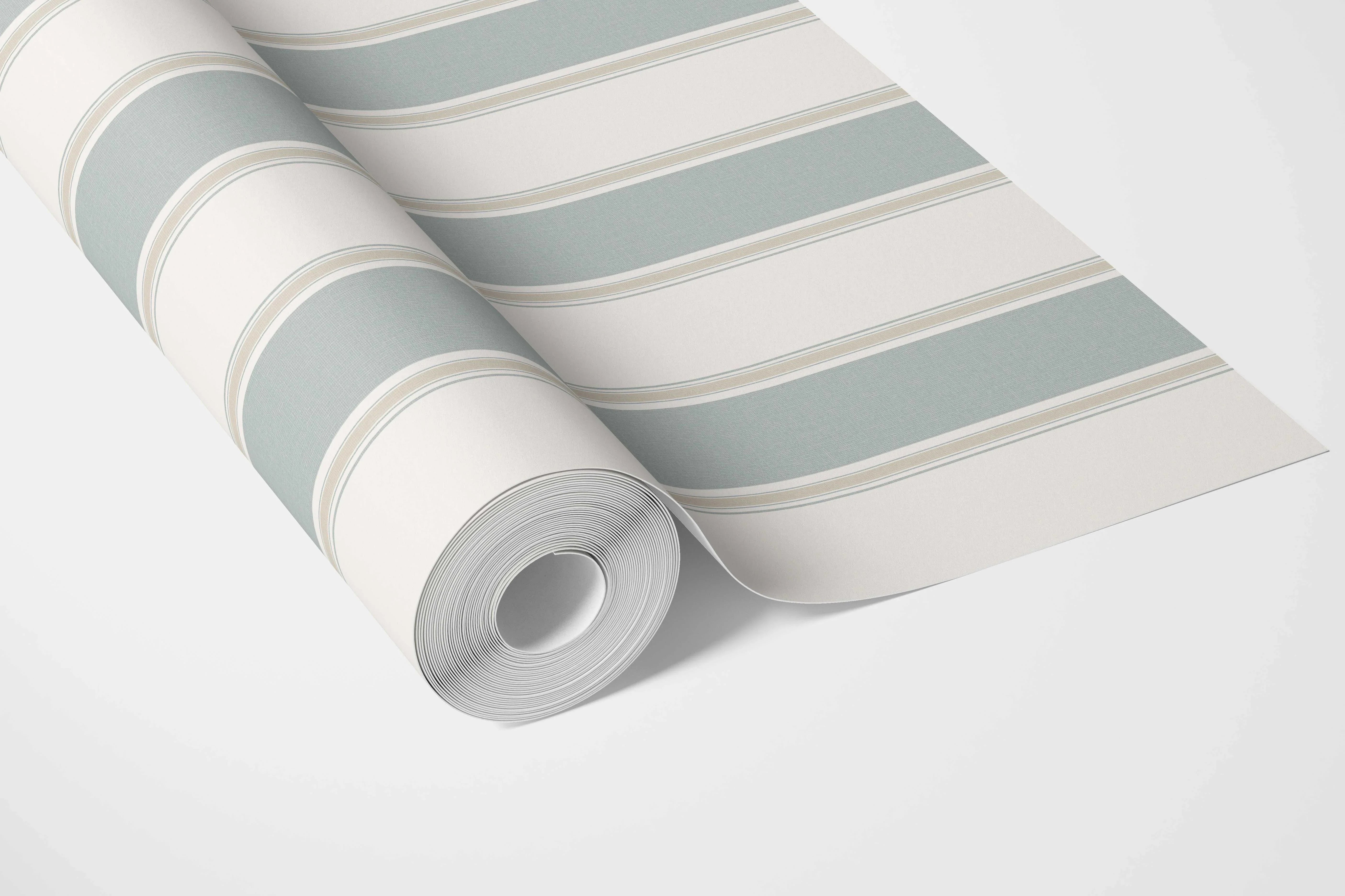 Geometric Striped Bathroom Wallpaper Sample (Mint Green/ Grey)