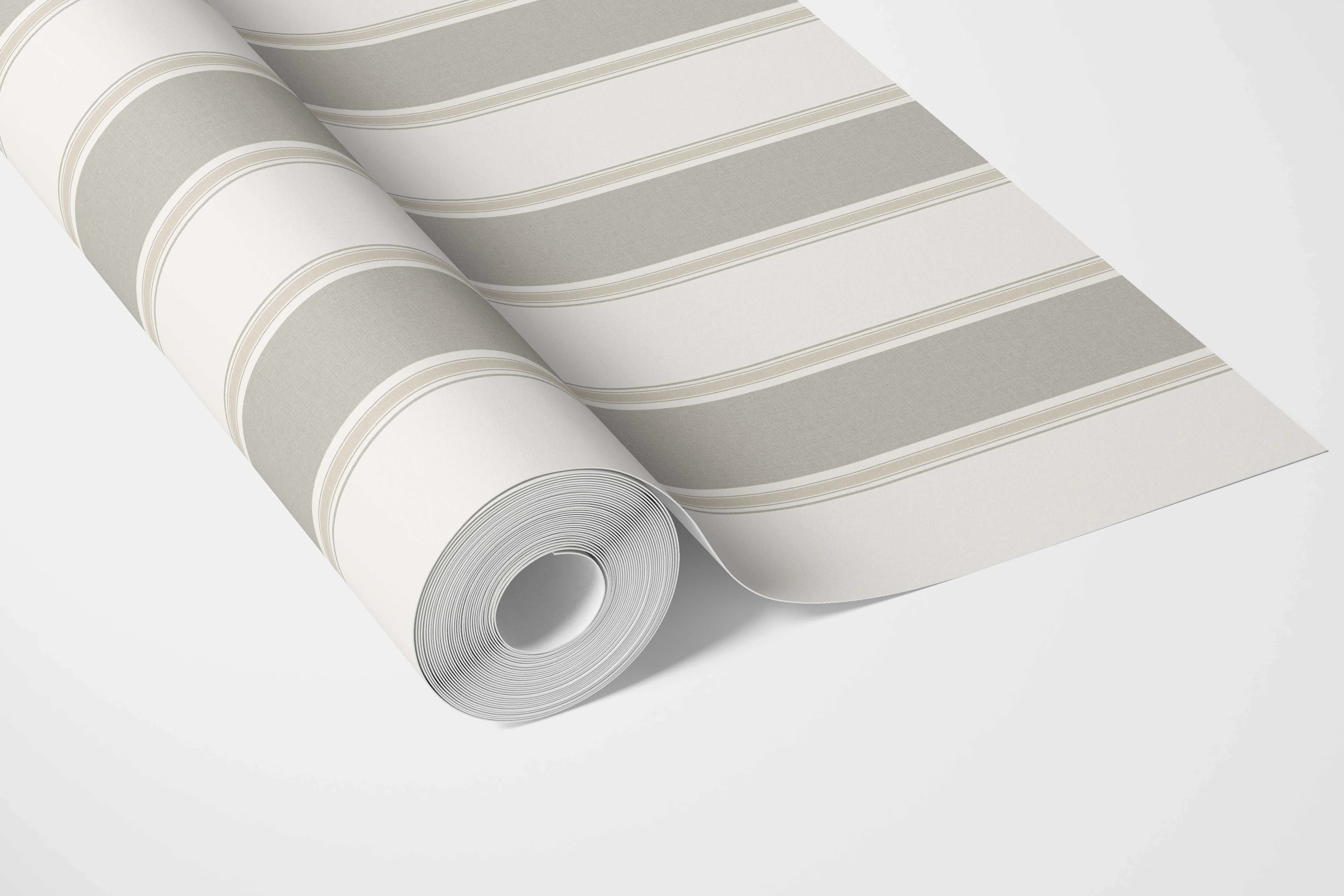 Neutral Geometric Striped Bathroom Wallpaper Sample (Grey/ Beige/ Taupe)