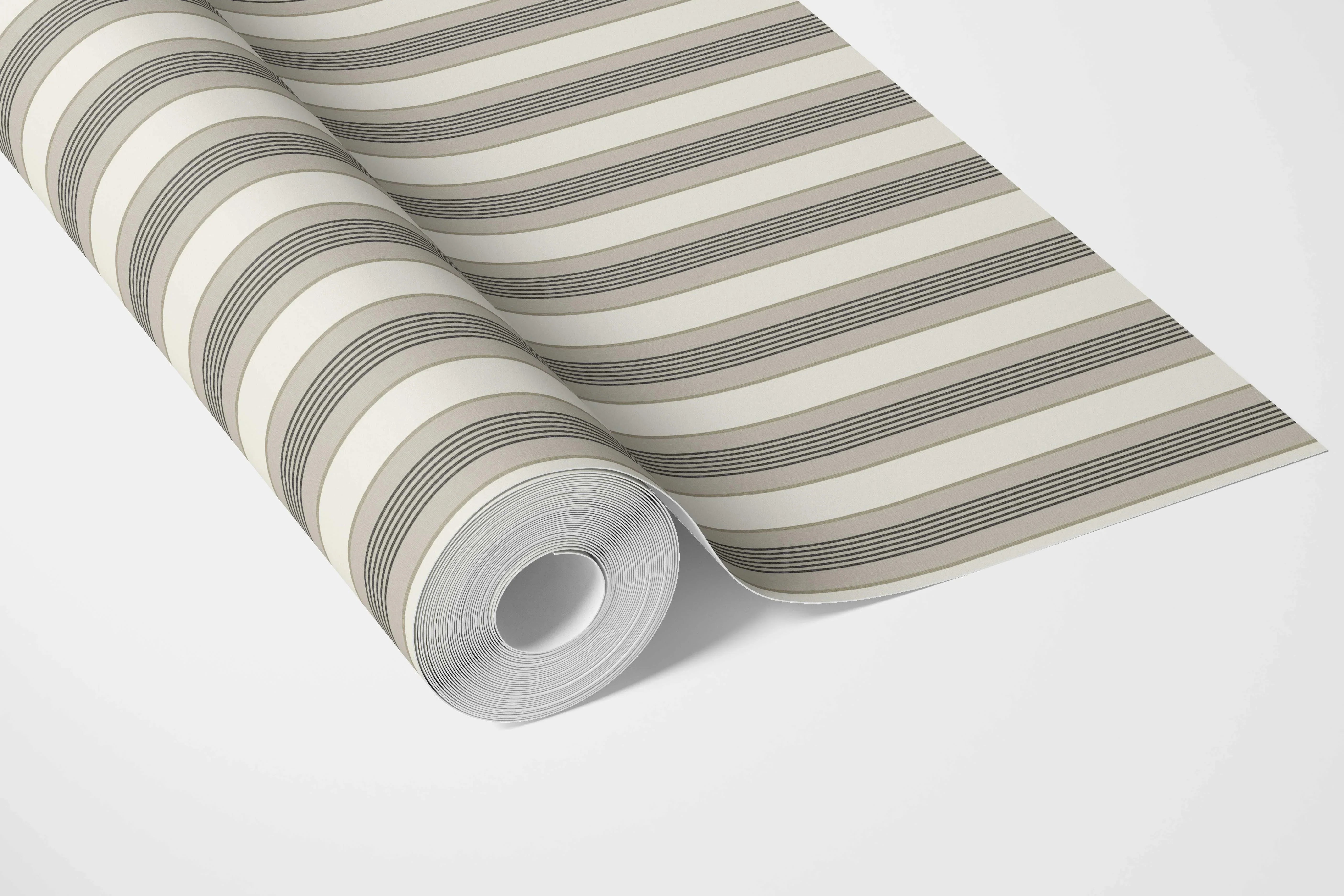 Neutral Geometric Striped Bathroom Wallpaper (Brown/ Beige/ Taupe Grey)