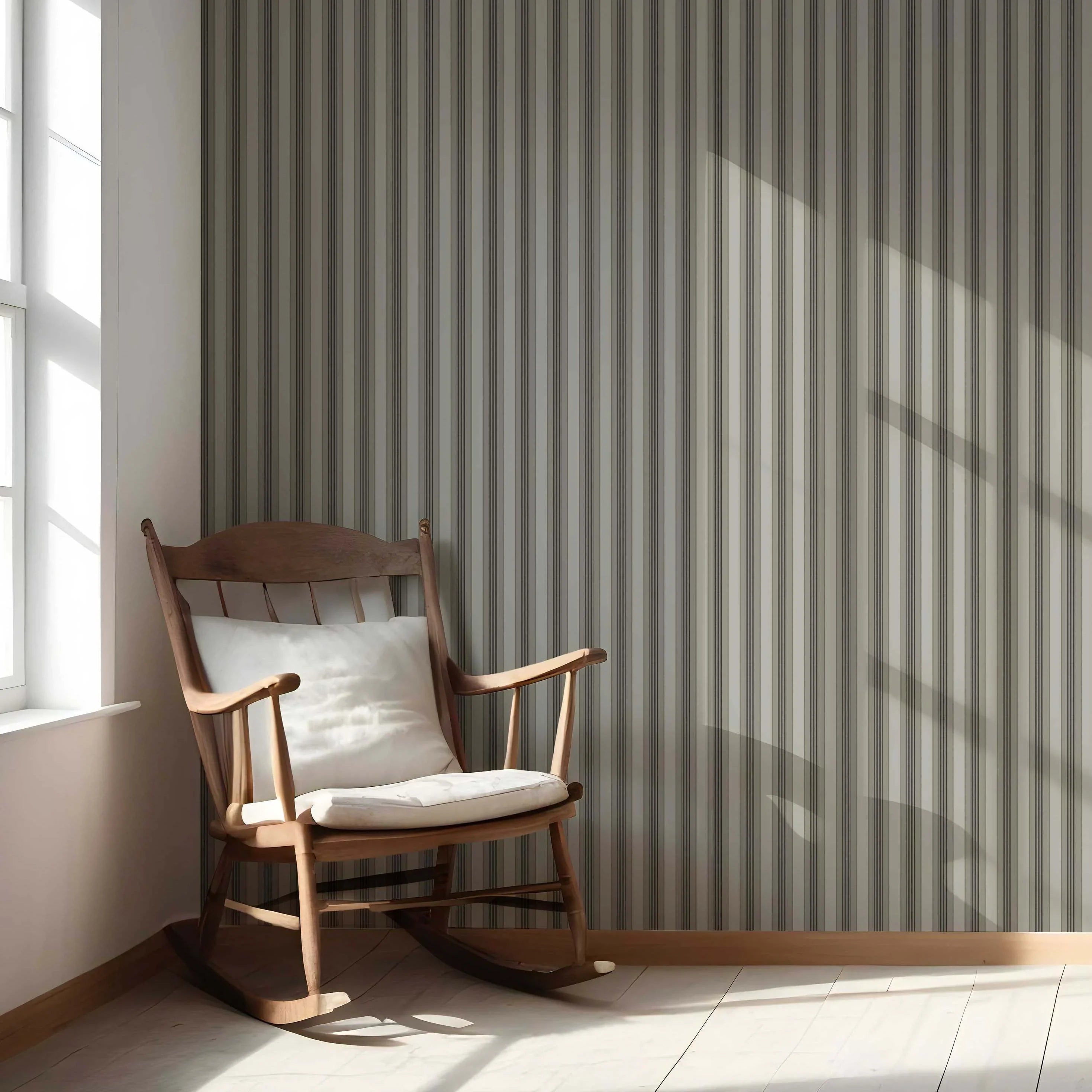 Neutral Geometric Striped Living Room Wallpaper Sample (Brown/ Beige/ Taupe Grey)