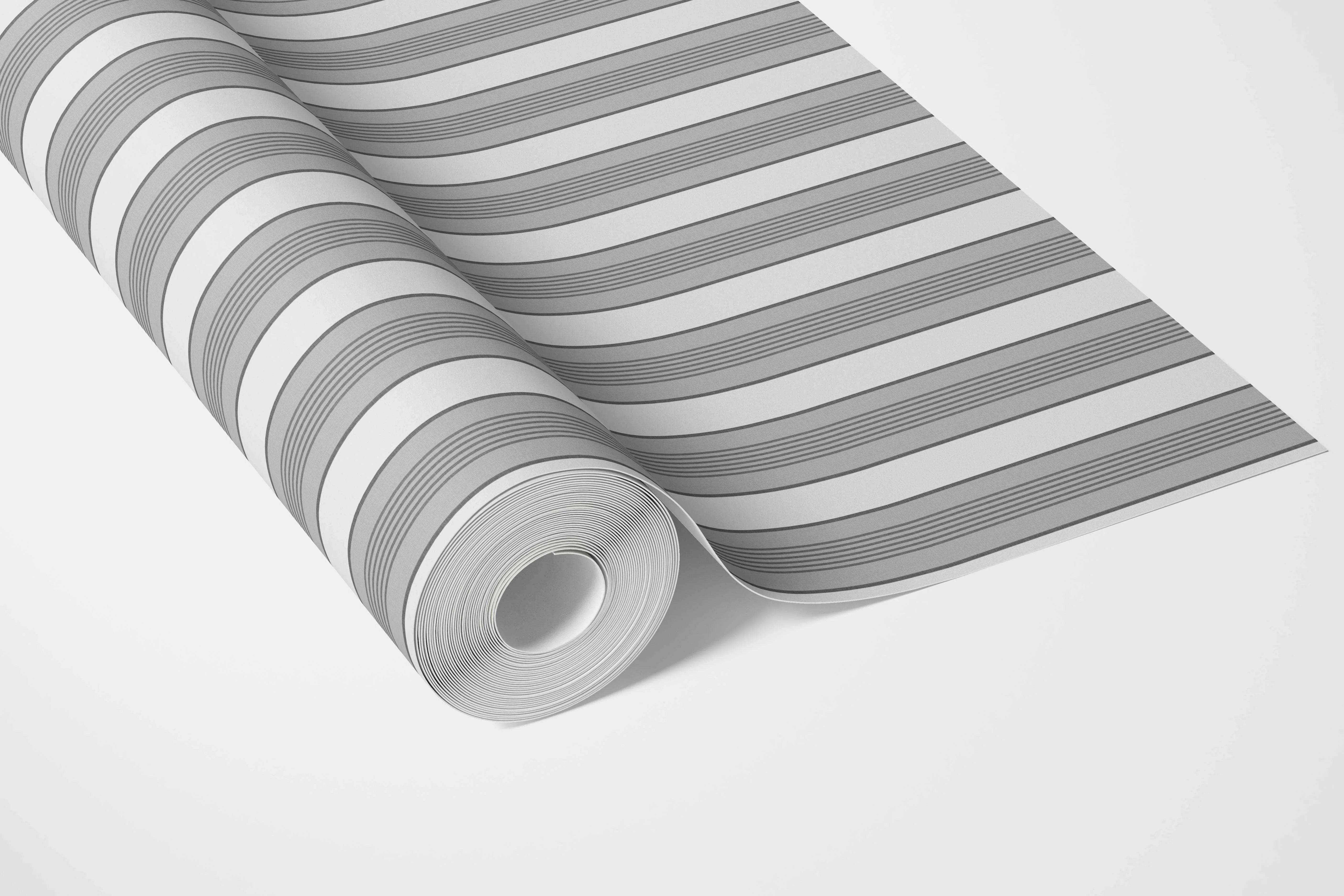 Neutral Geometric Striped Bathroom Wallpaper Sample (Grey)