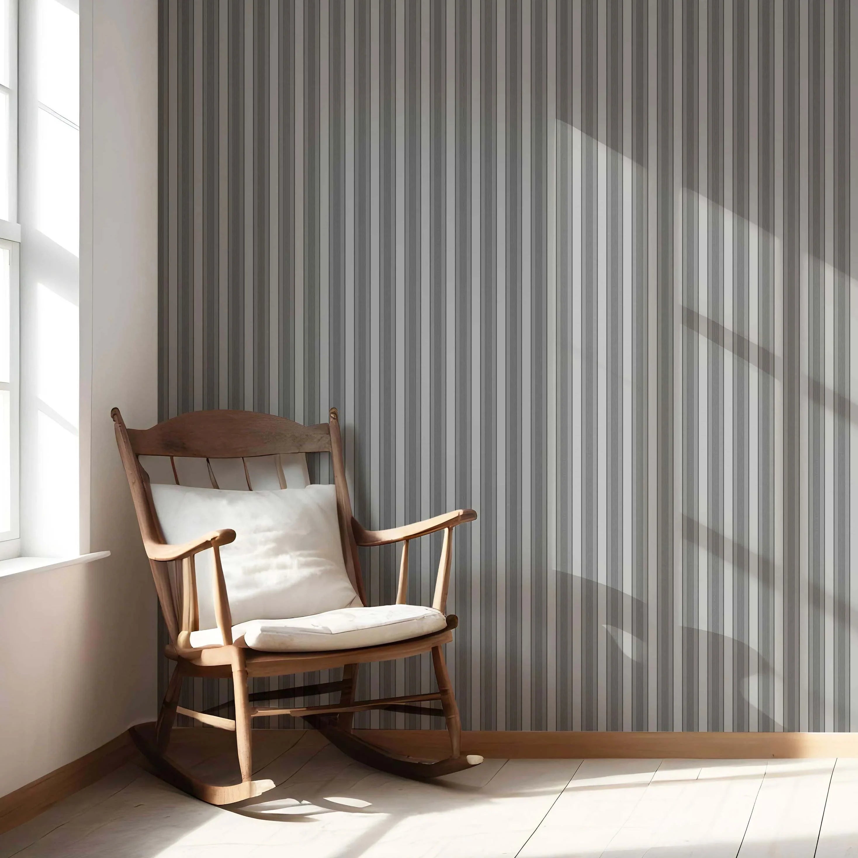 Neutral Geometric Striped Living Room Wallpaper Sample (Grey)
