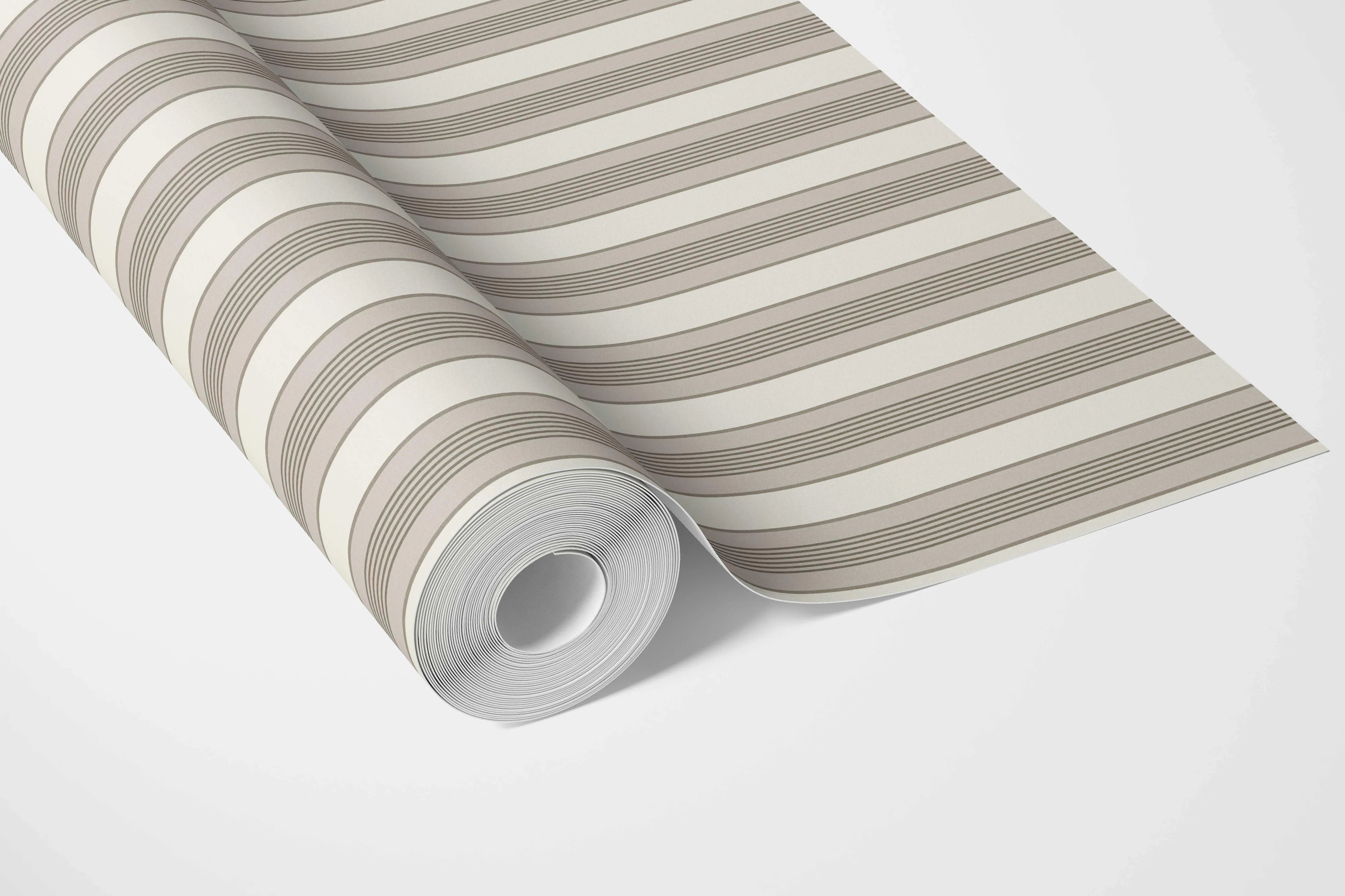 Neutral Geometric Striped Bathroom Wallpaper Sample (Beige/ Brown/ Warm Grey)