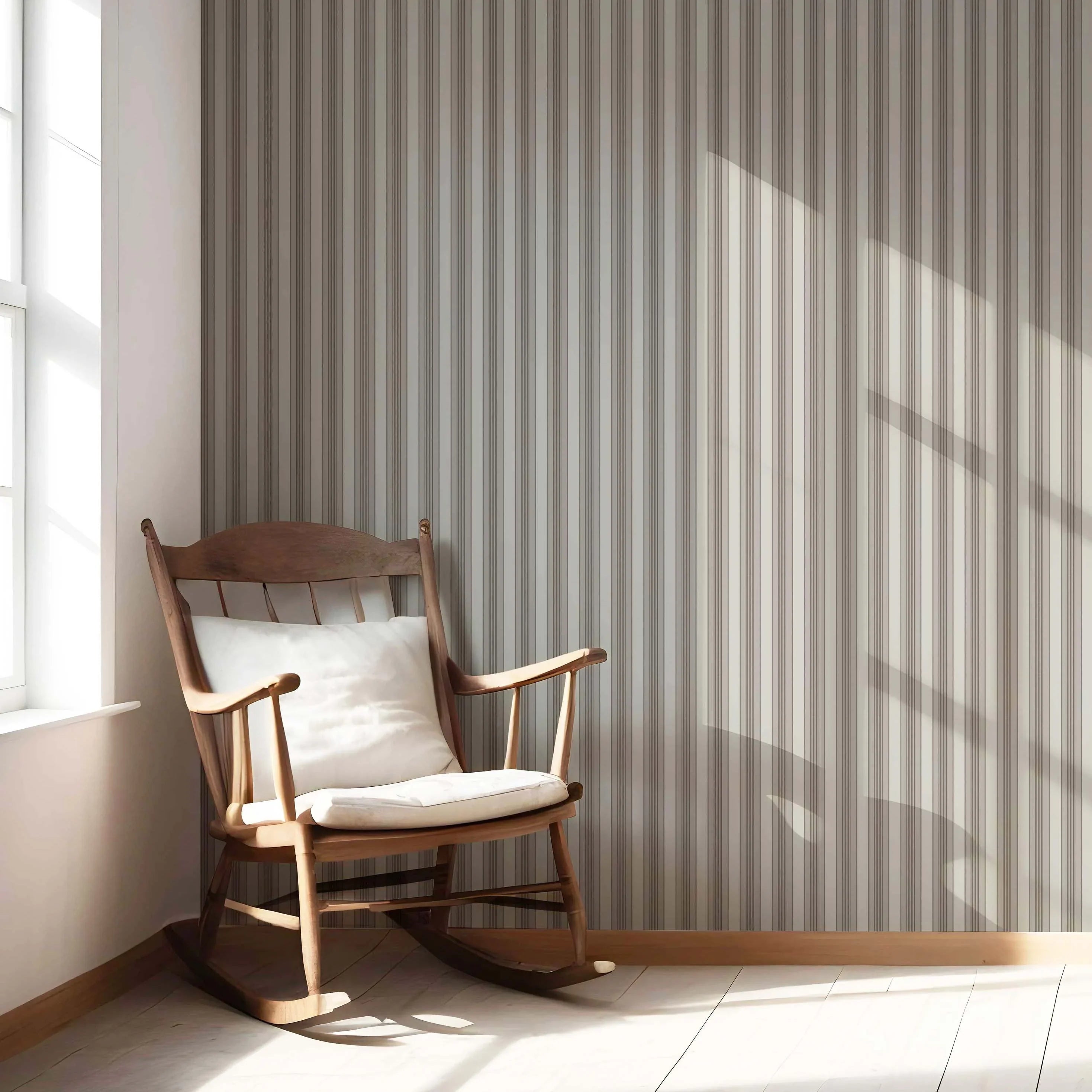 Neutral Geometric Striped Living Room Wallpaper Sample (Beige/ Brown/ Warm Grey)