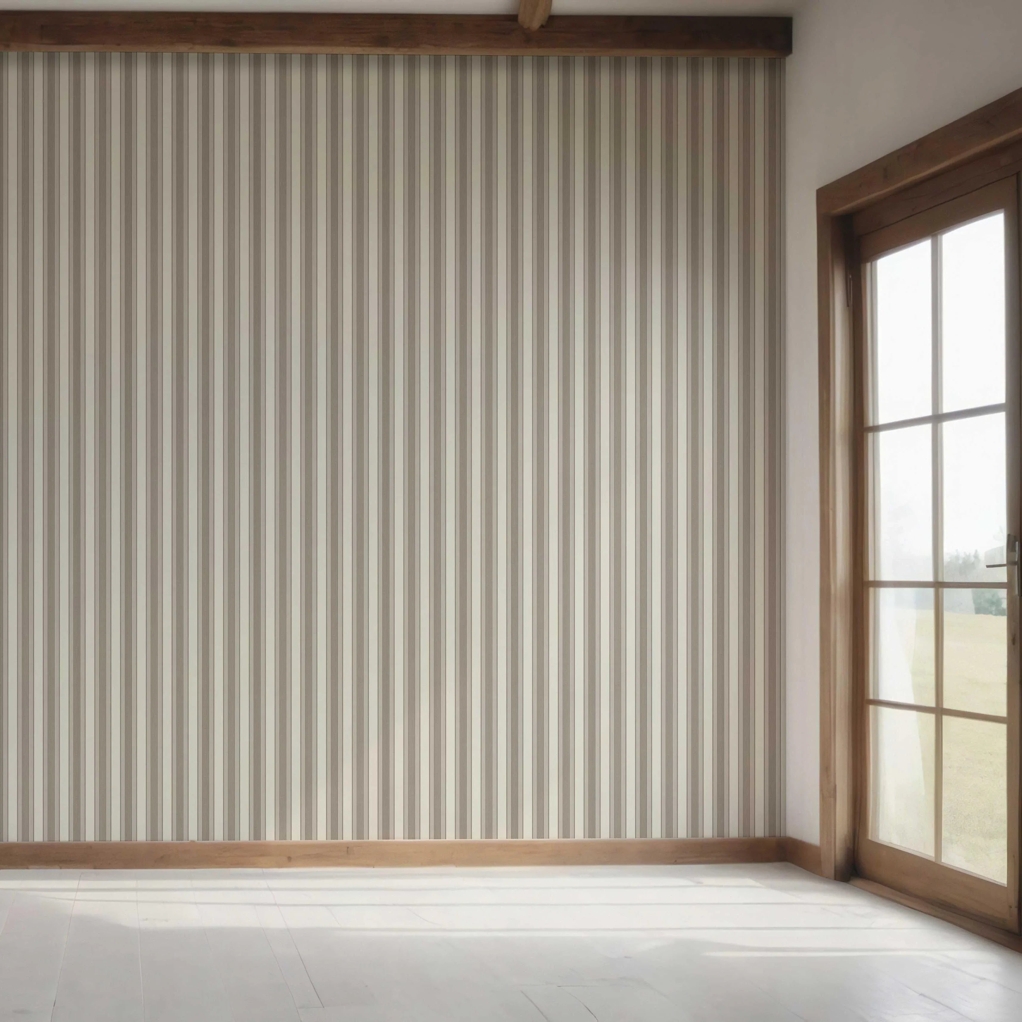 Neutral Geometric Striped Bedroom Wallpaper Sample (Beige/ Brown/ Warm Grey)