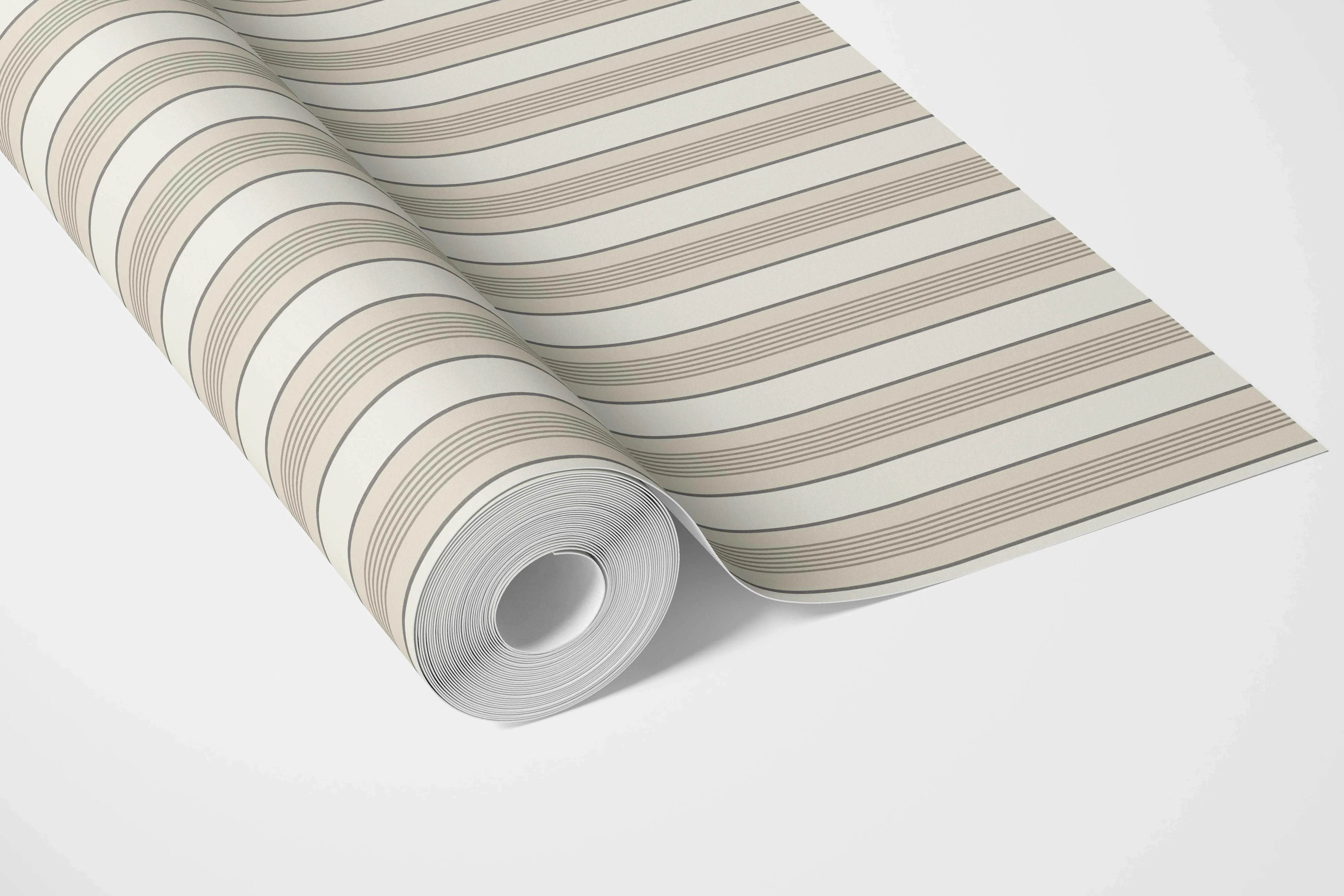 Neutral Geometric Striped Bathroom Wallpaper Cream/ Beige/ Warm Grey