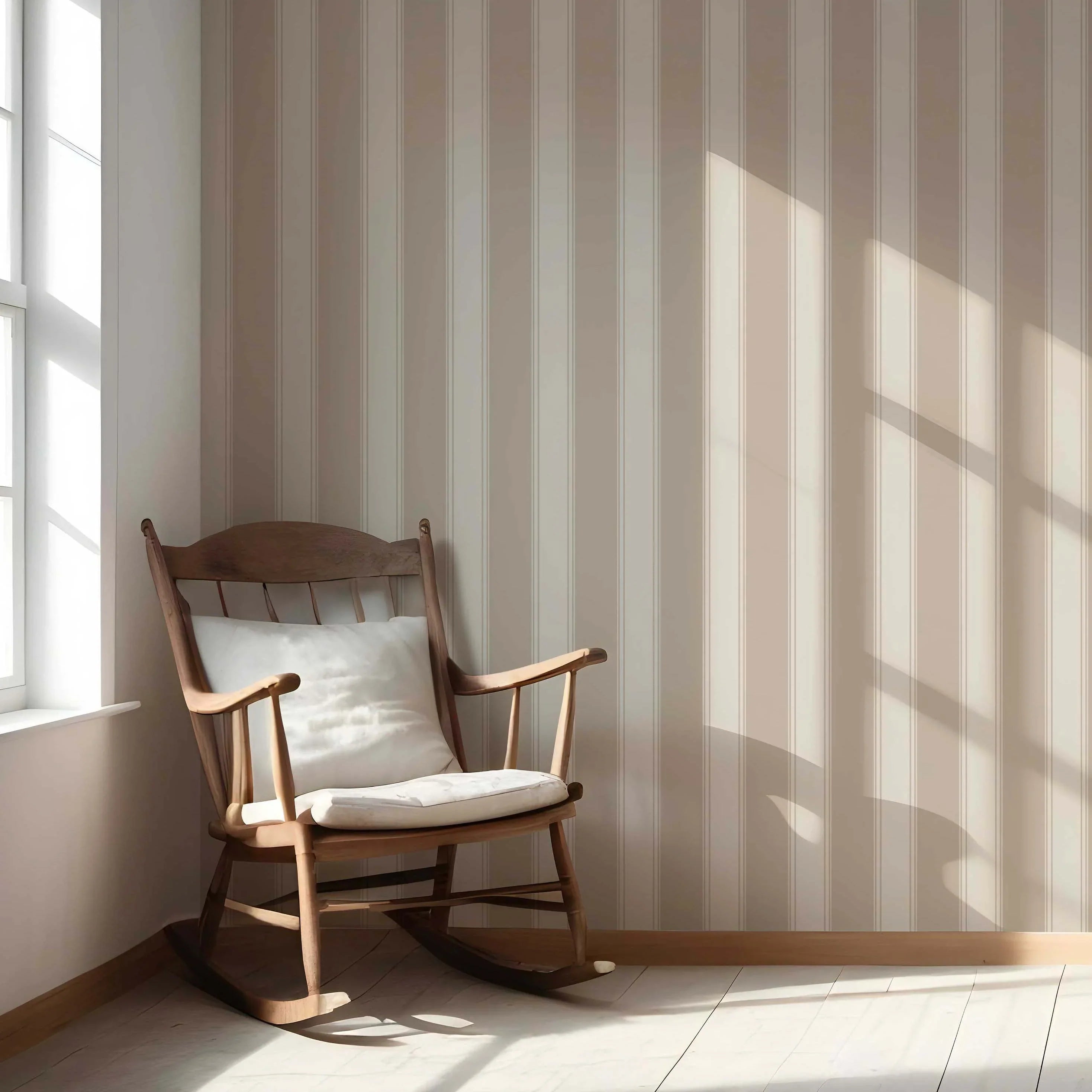 Neutral Geometric Striped Nursery Wallpaper Sample (Brown/ Beige)