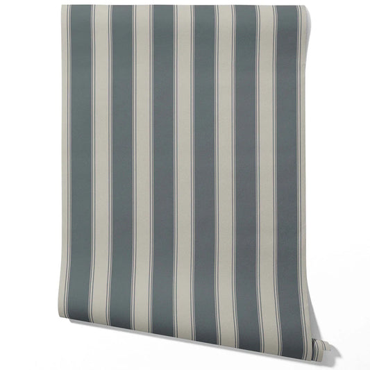 Neutral Geometric Striped Traditional Wallpaper Sample (Slate Gray)
