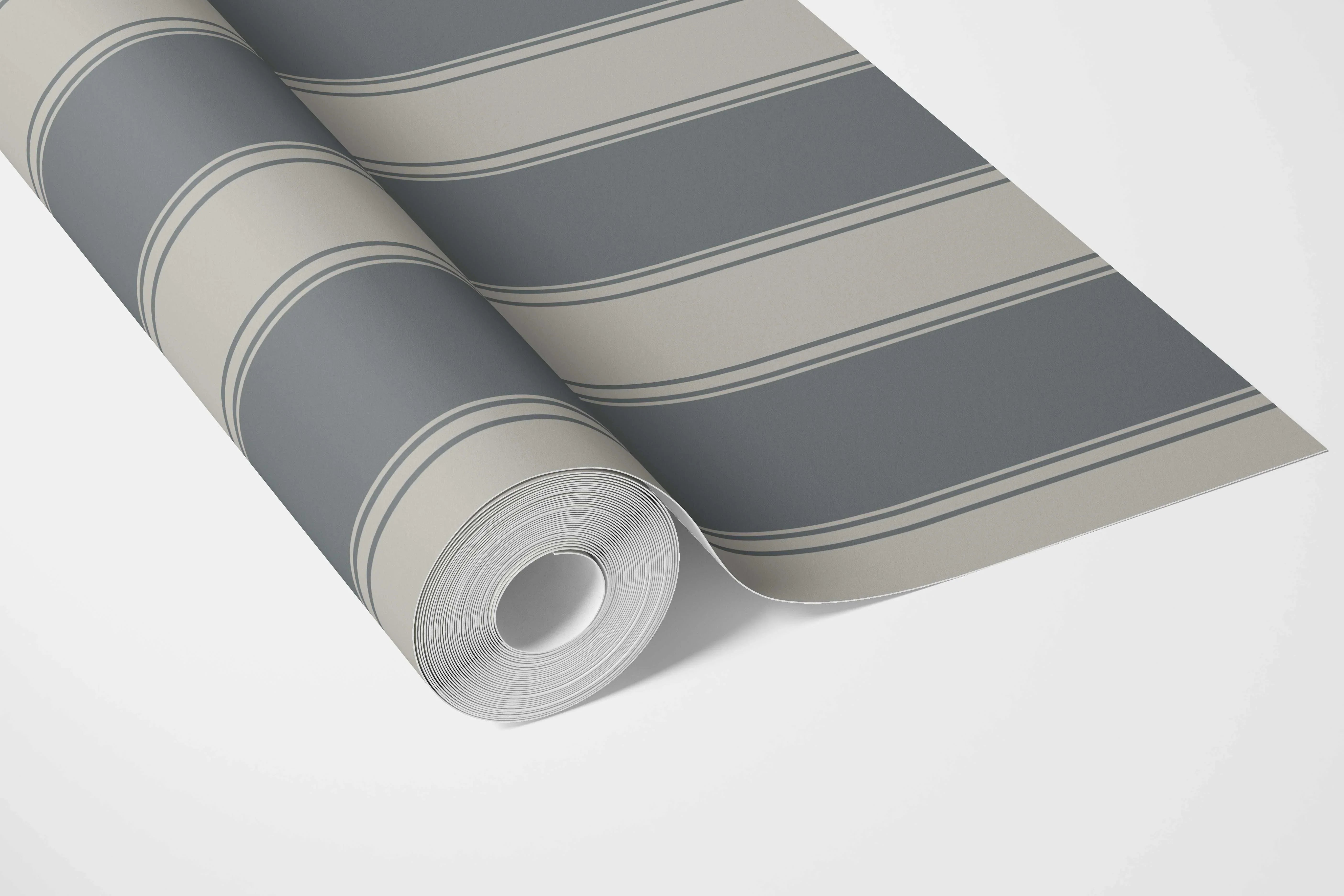 Neutral Geometric Striped Bathroom Wallpaper Sample (Slate Grey)