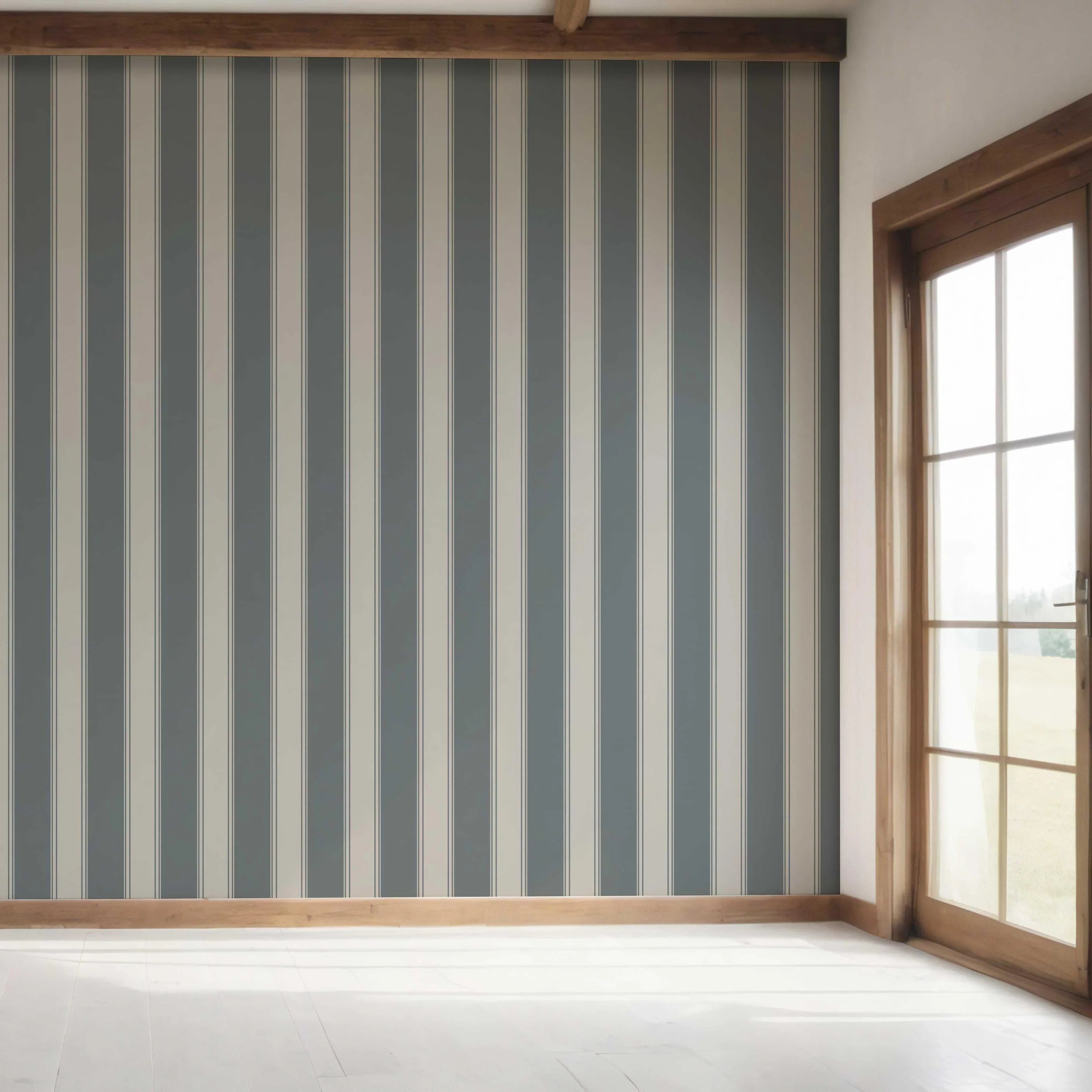 Neutral Geometric Striped Bedroom Wallpaper Sample (Slate Grey)