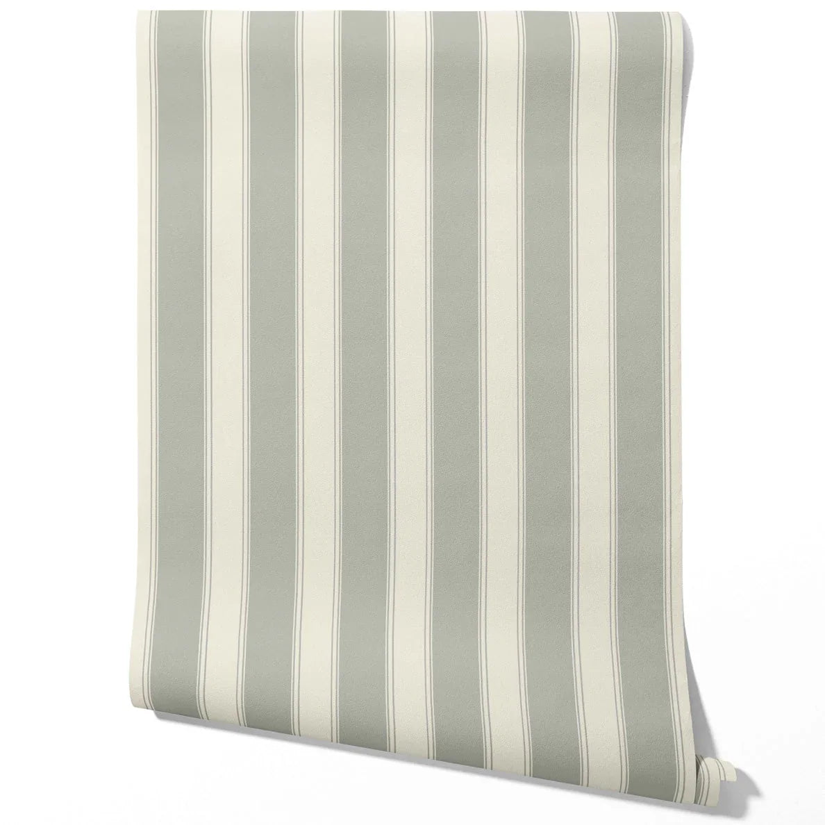 Neutral Geometric Striped Traditional Wallpaper Sample (Sage Grey)