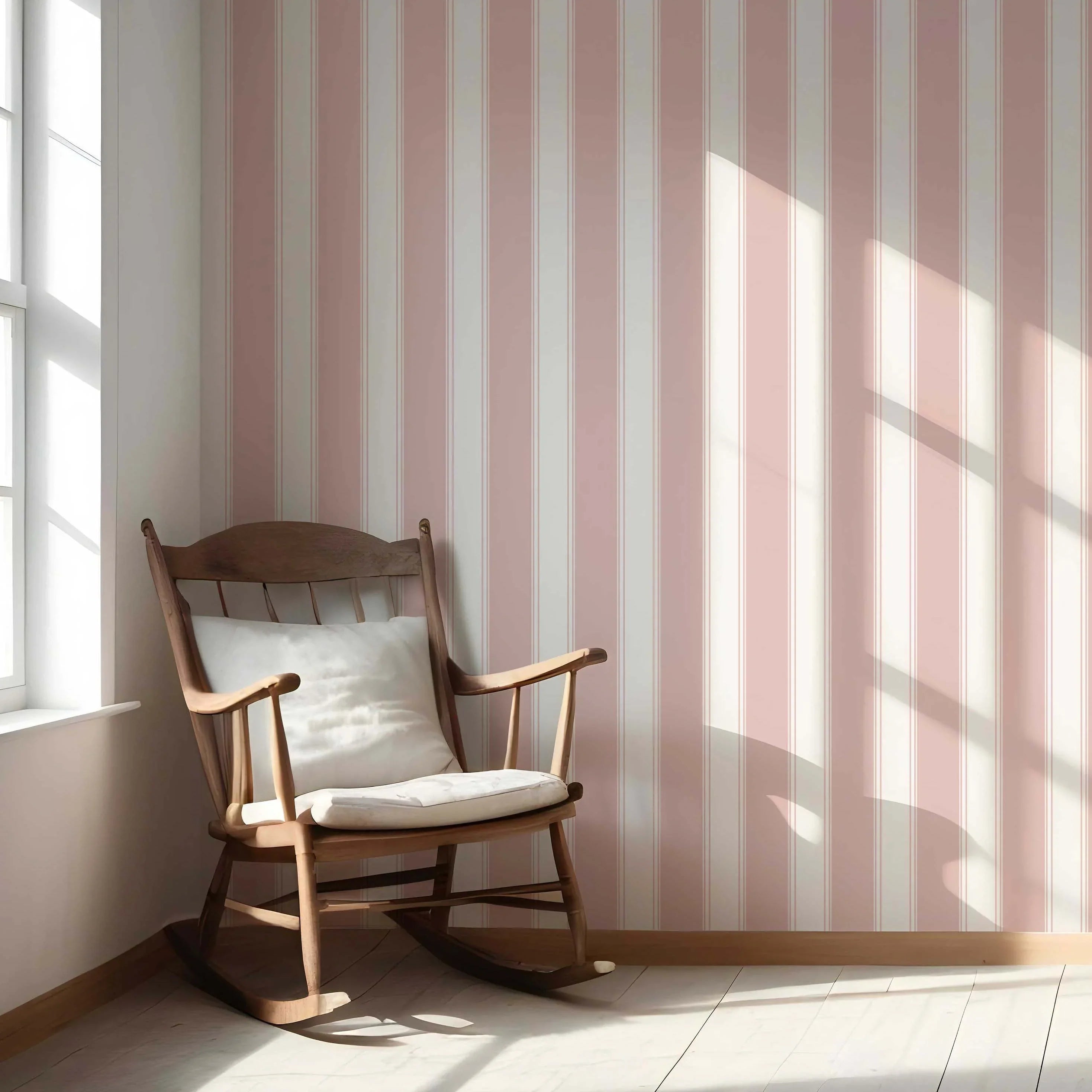 Geometric Striped Nursery Wallpaper Sample (Pink)