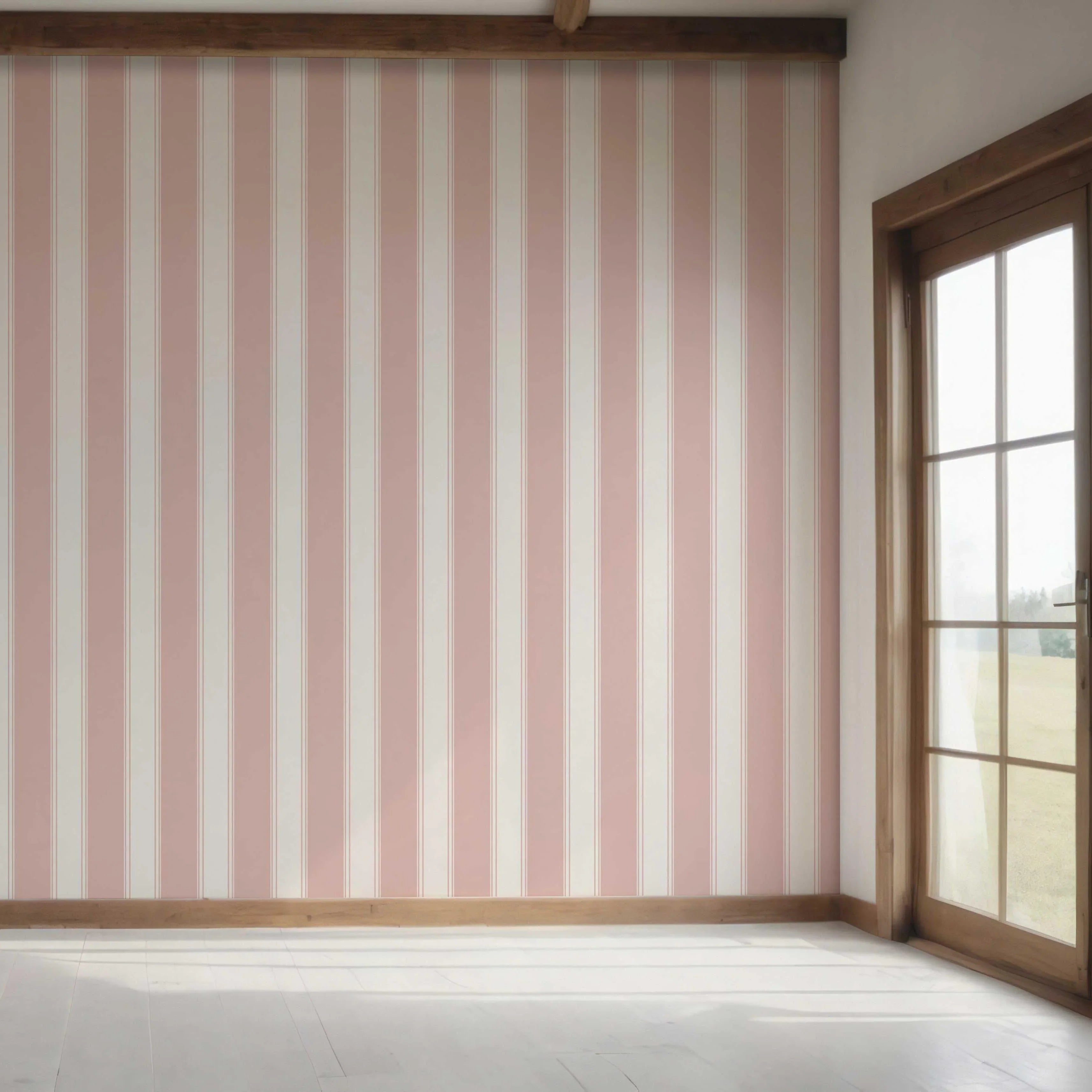 Geometric Striped Bedroom Wallpaper Sample (Pink)