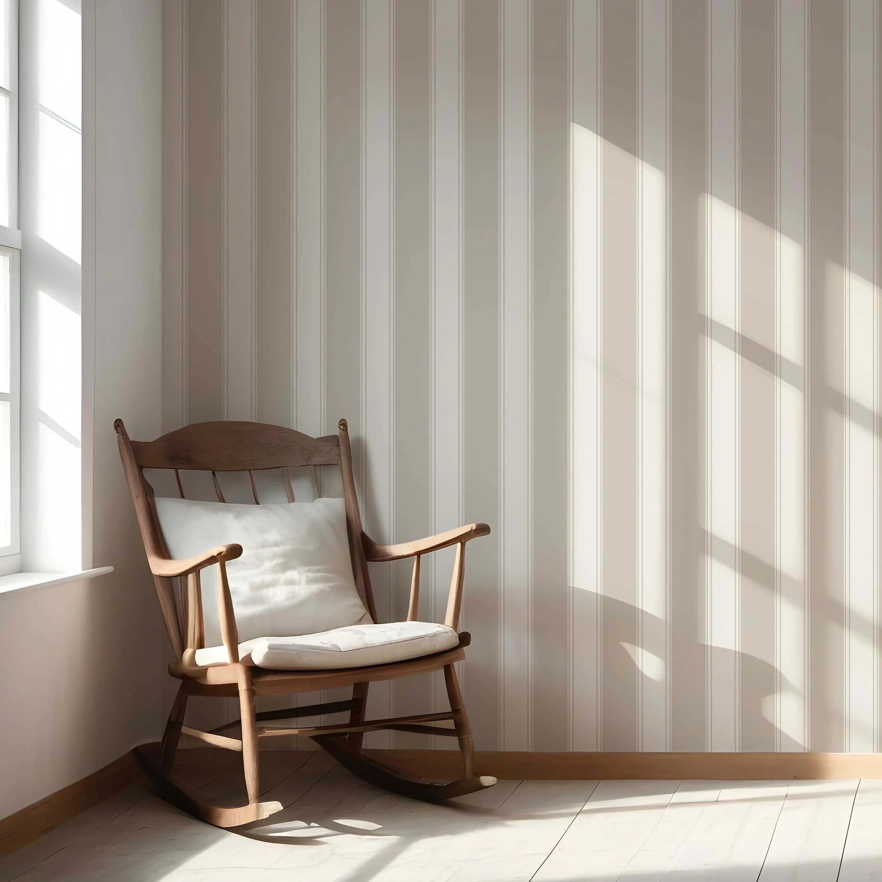 Neutral Geometric Striped Nursery Wallpaper (Greige/ Taupe/ Warm Grey)