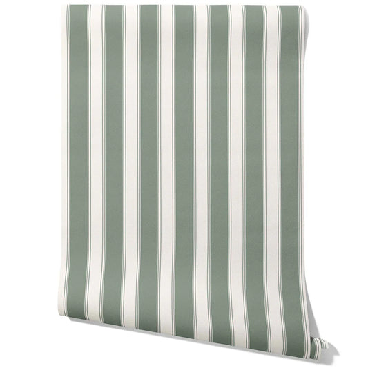 Geometric Striped Traditional Wallpaper Sample (Sage Green)
