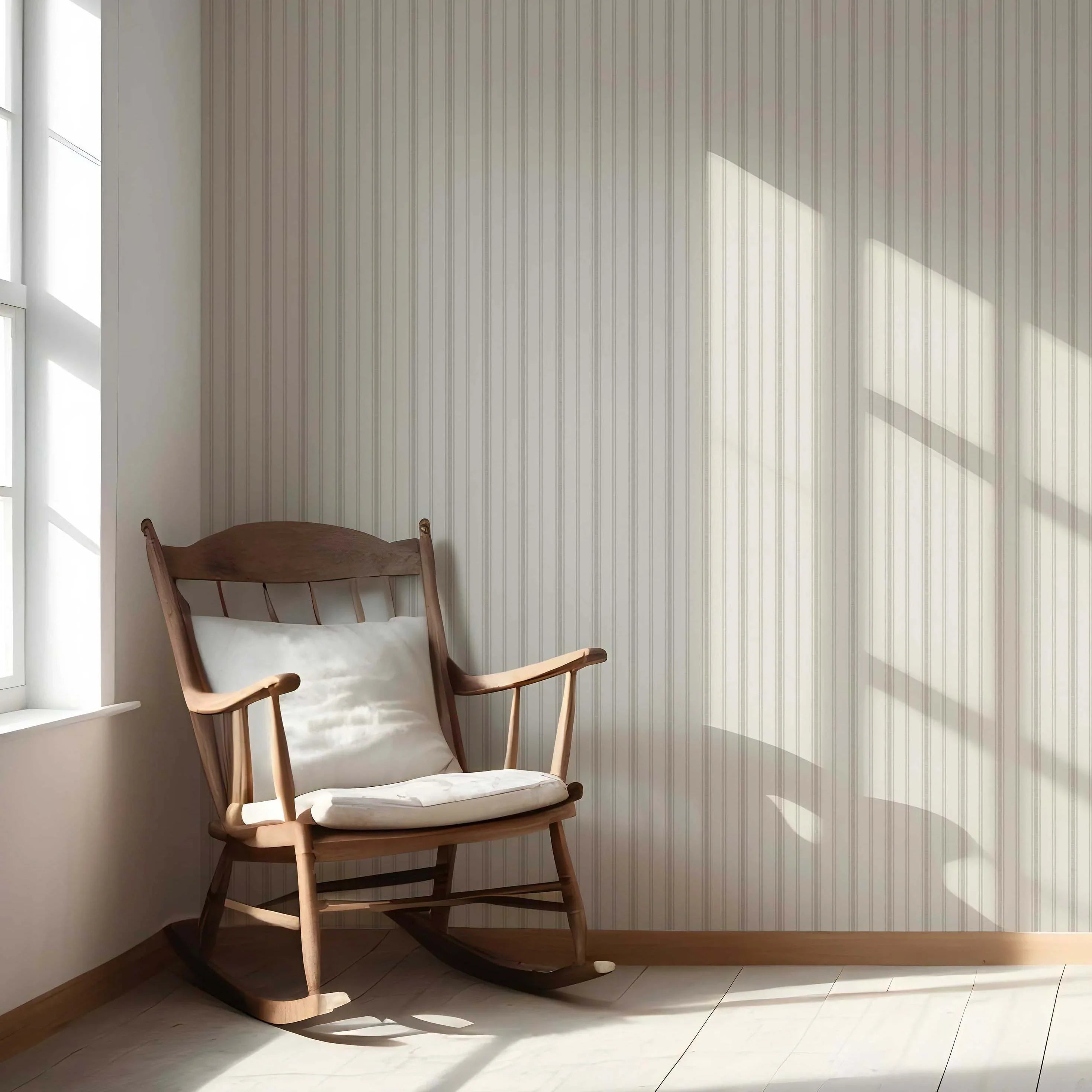 Neutral Geometric Striped Nursery Wallpaper Sample (Cream/ Beige/ Grey)
