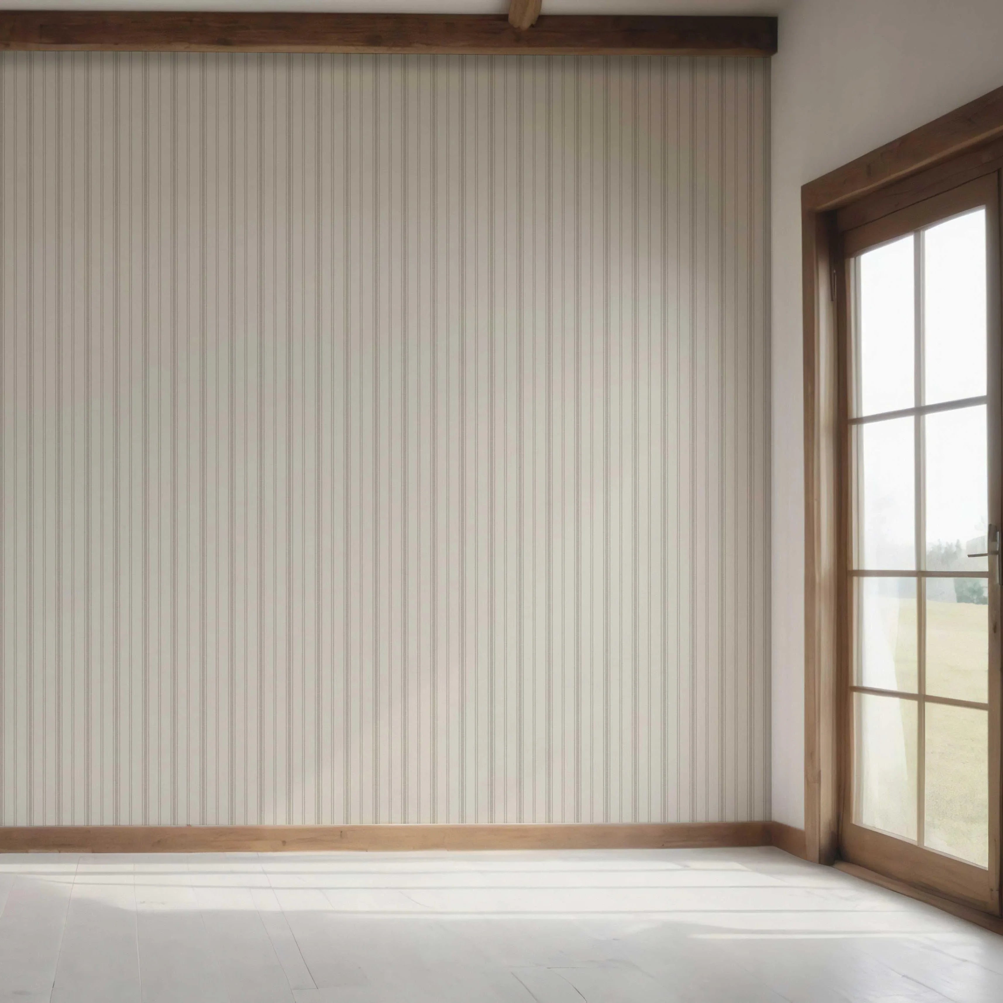 Neutral Geometric Striped Bedroom Wallpaper Sample (Cream/ Beige/ Grey)
