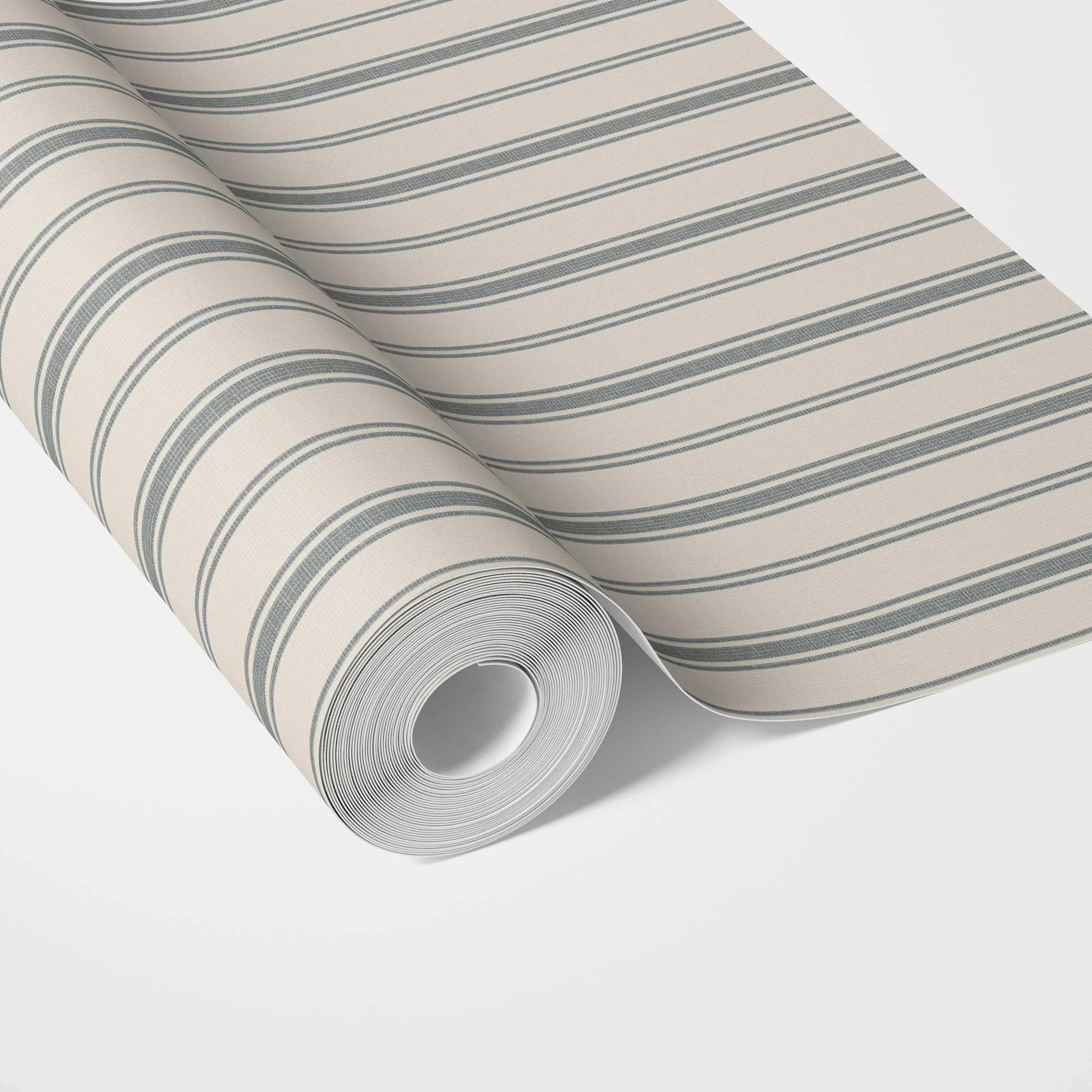 Neutral Geometric Striped Traditional Wallpaper (Ash Grey/ Cream)