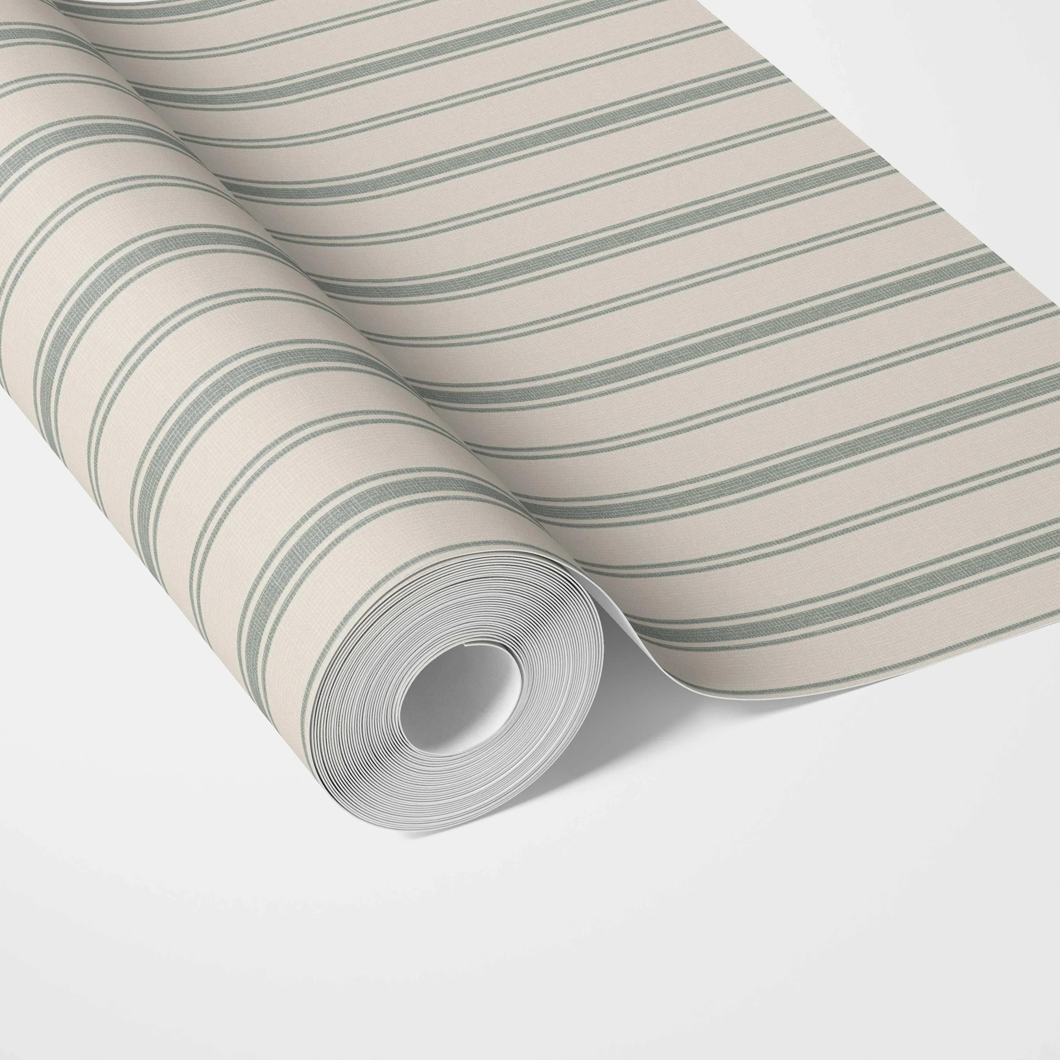 Geometric Striped Traditional Wallpaper Sample (Sage Green/ Cream)