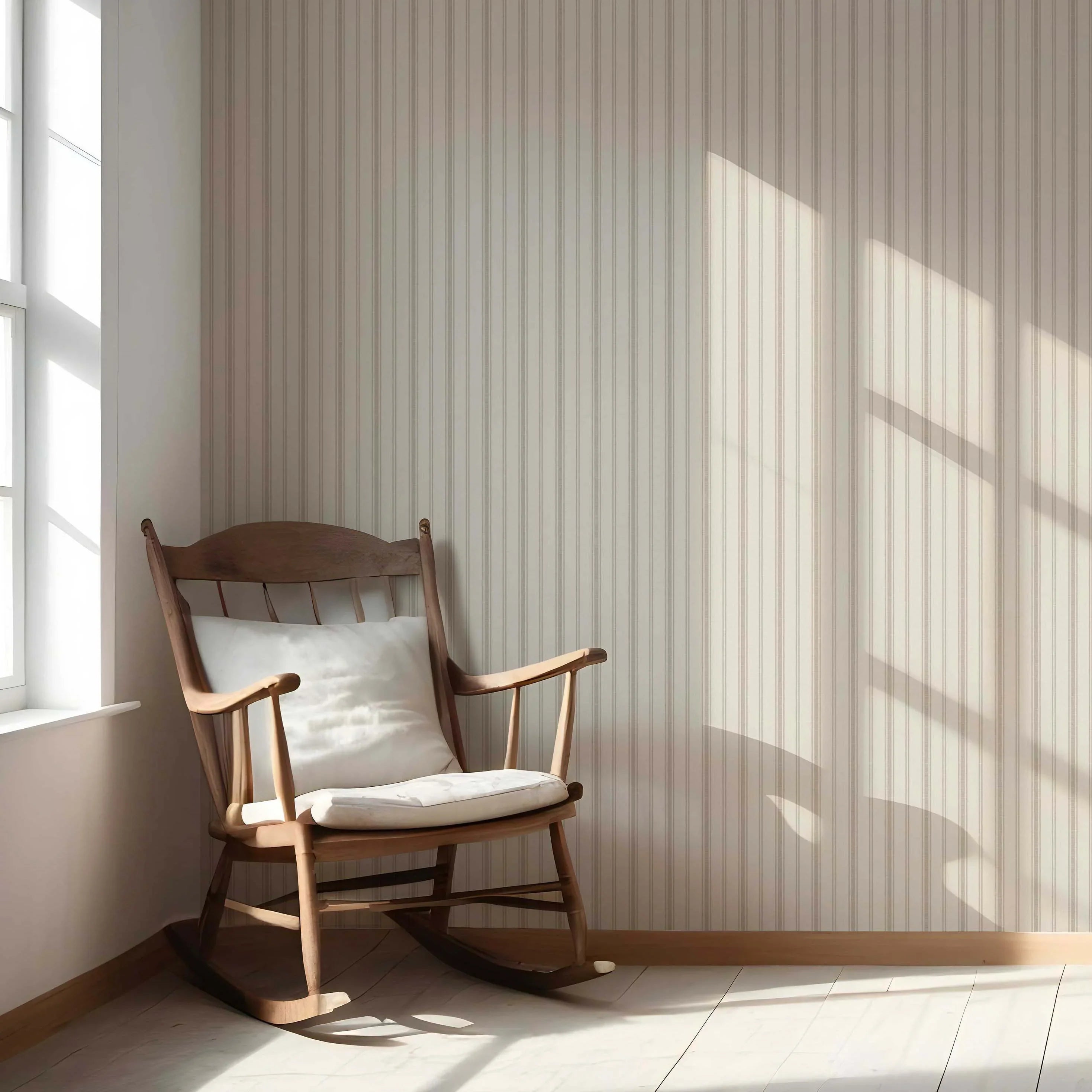 Neutral Geometric Striped Nursery Wallpaper (Beige/ Greige/ Taupe)