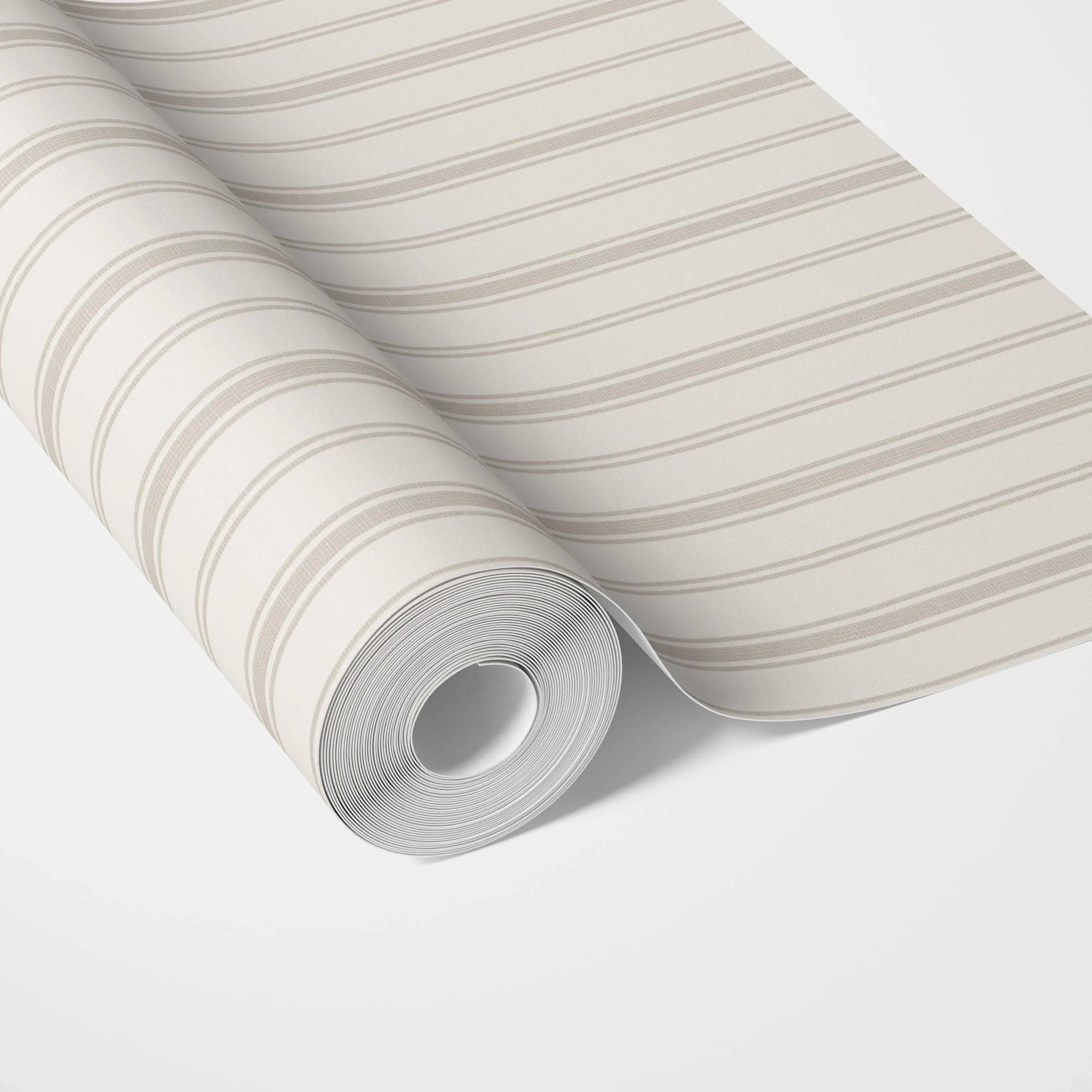Neutral Geometric Striped Traditional Wallpaper Sample (Greige/ Taupe Grey)