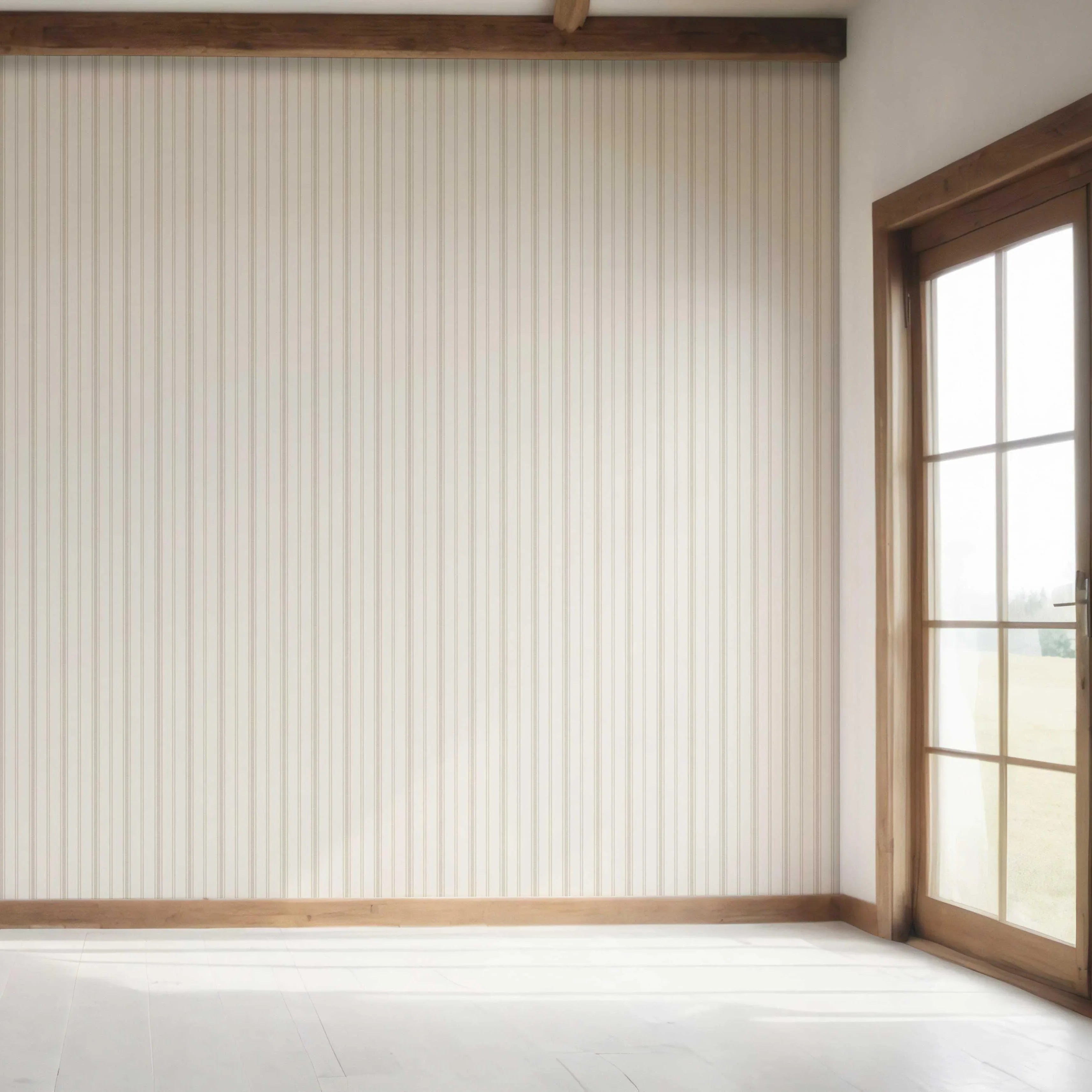 Neutral Geometric Striped Bedroom Wallpaper Sample (Greige/ Taupe Grey)