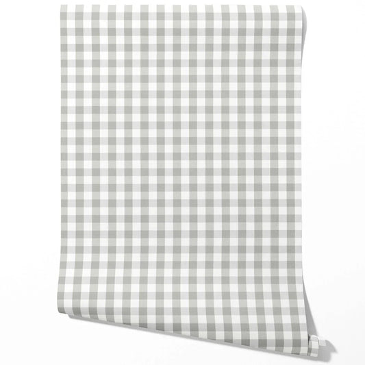 Geometric Gingham Traditional Wallpaper Sample (Gray)